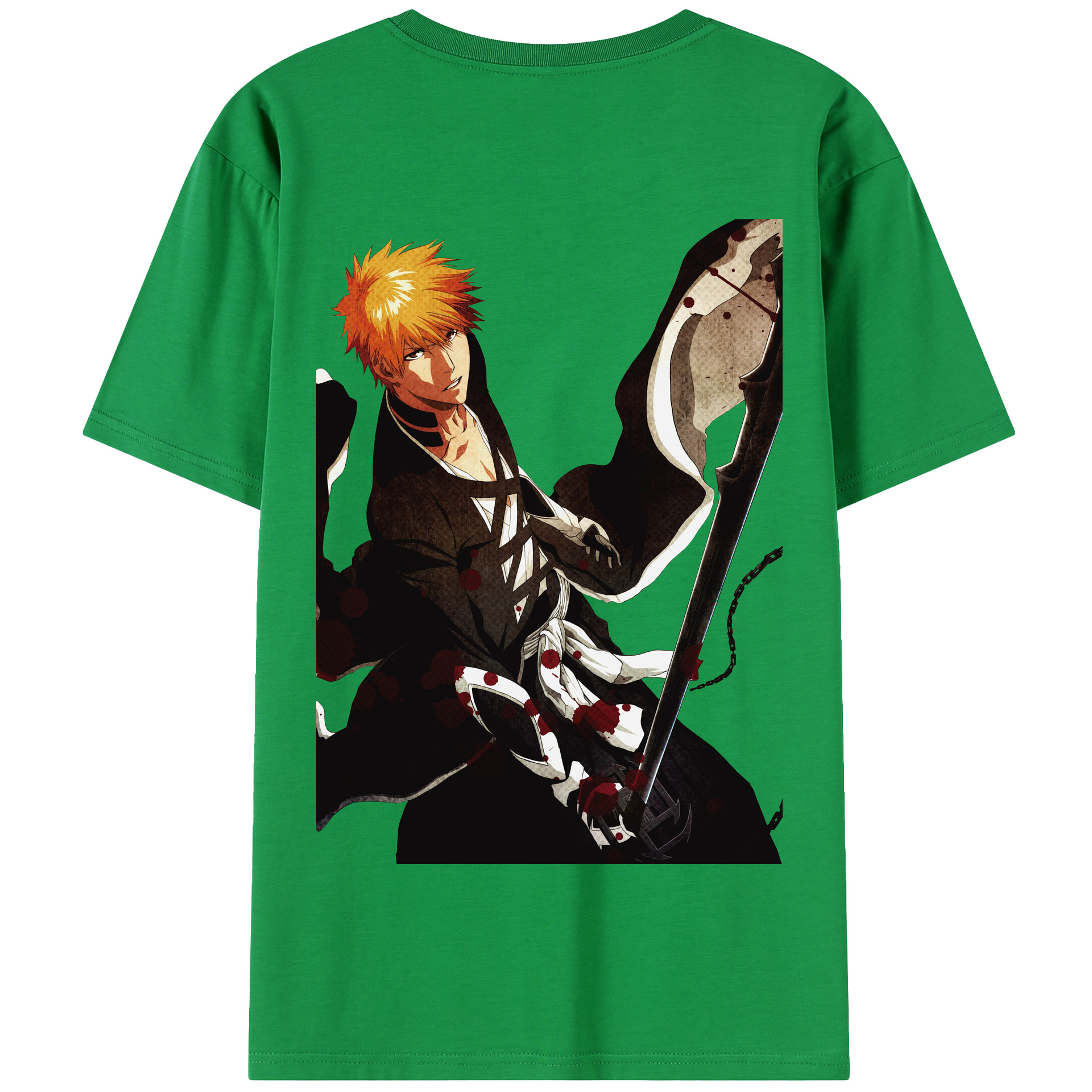 （画像用） ブリーチ 黒崎一護（くろさき いちご）BLEACH Kurosaki Ichigo 綿100％半袖Tシャツ（背面プリント）