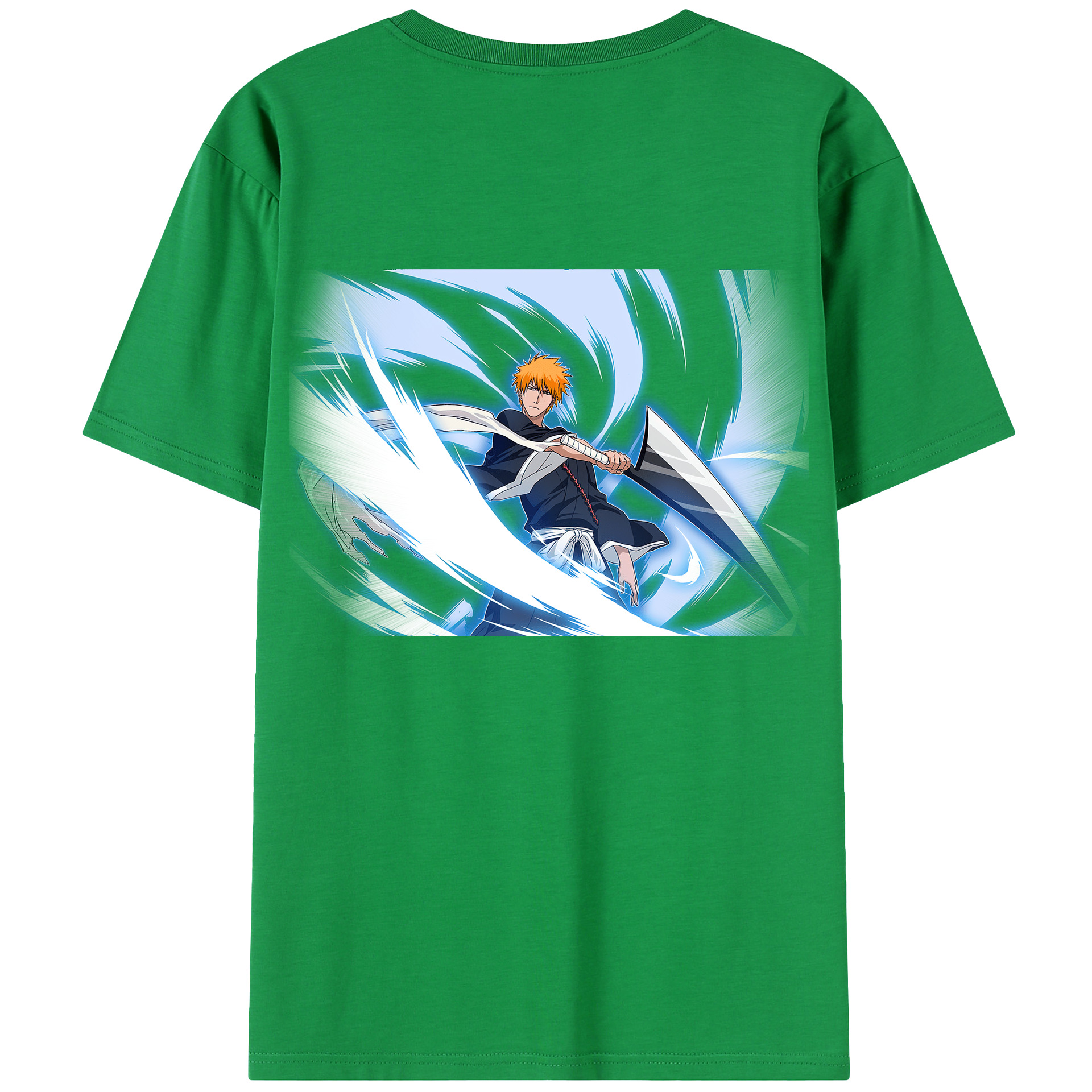 （画像用） ブリーチ 黒崎一護（くろさき いちご）BLEACH Kurosaki Ichigo 綿100％半袖Tシャツ（背面プリント）