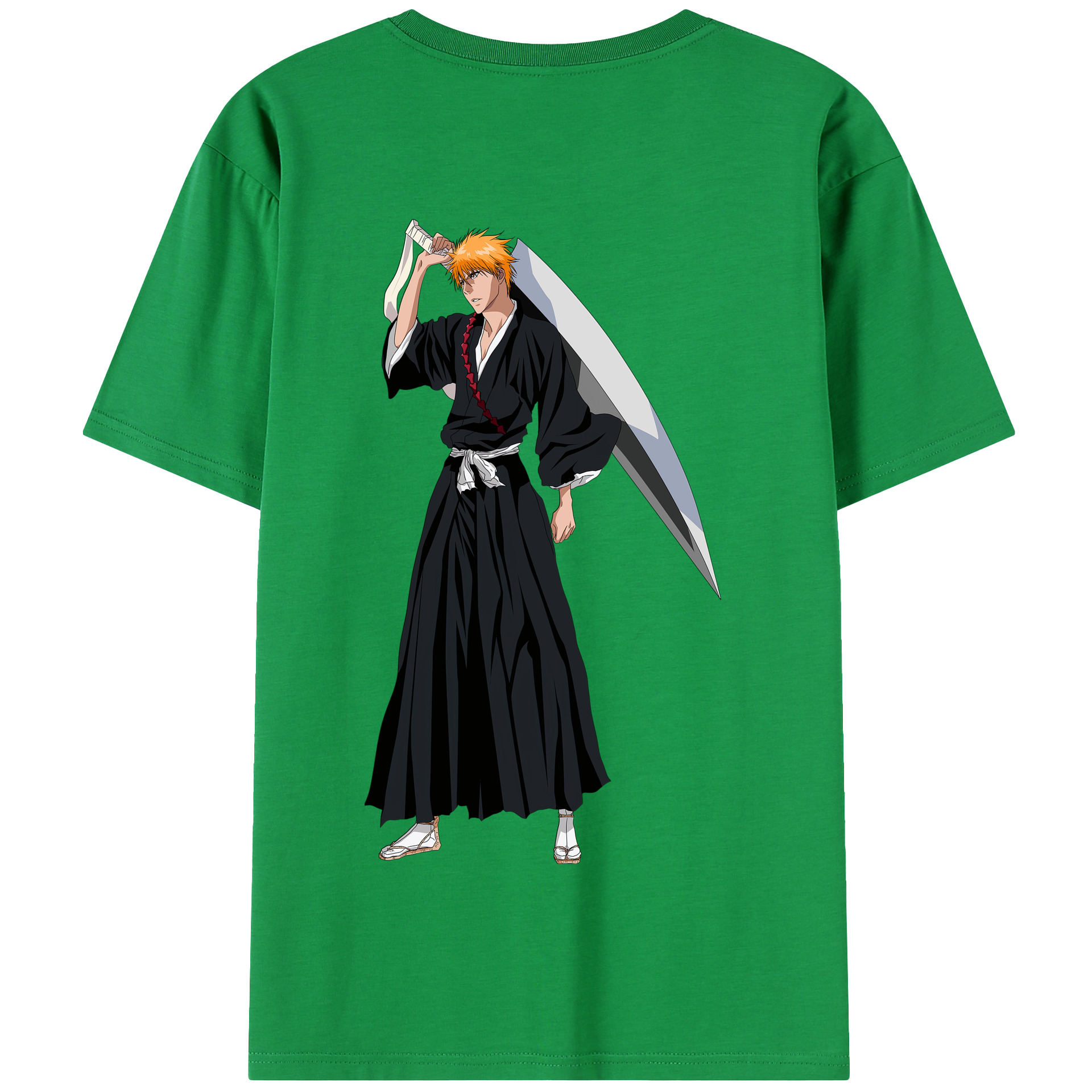 （画像用） ブリーチ 黒崎一護（くろさき いちご）BLEACH Kurosaki Ichigo 綿100％半袖Tシャツ（背面プリント）