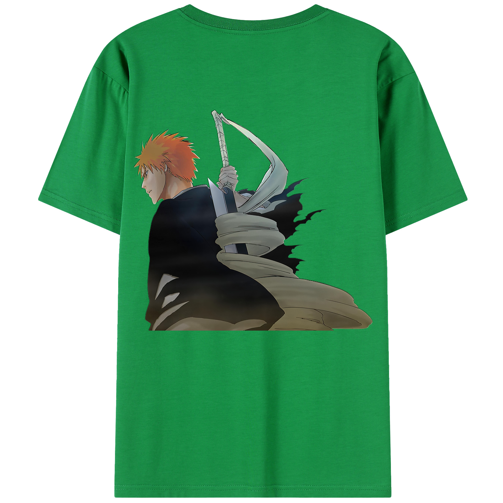 （画像用） ブリーチ 黒崎一護（くろさき いちご）BLEACH Kurosaki Ichigo 綿100％半袖Tシャツ（背面プリント）