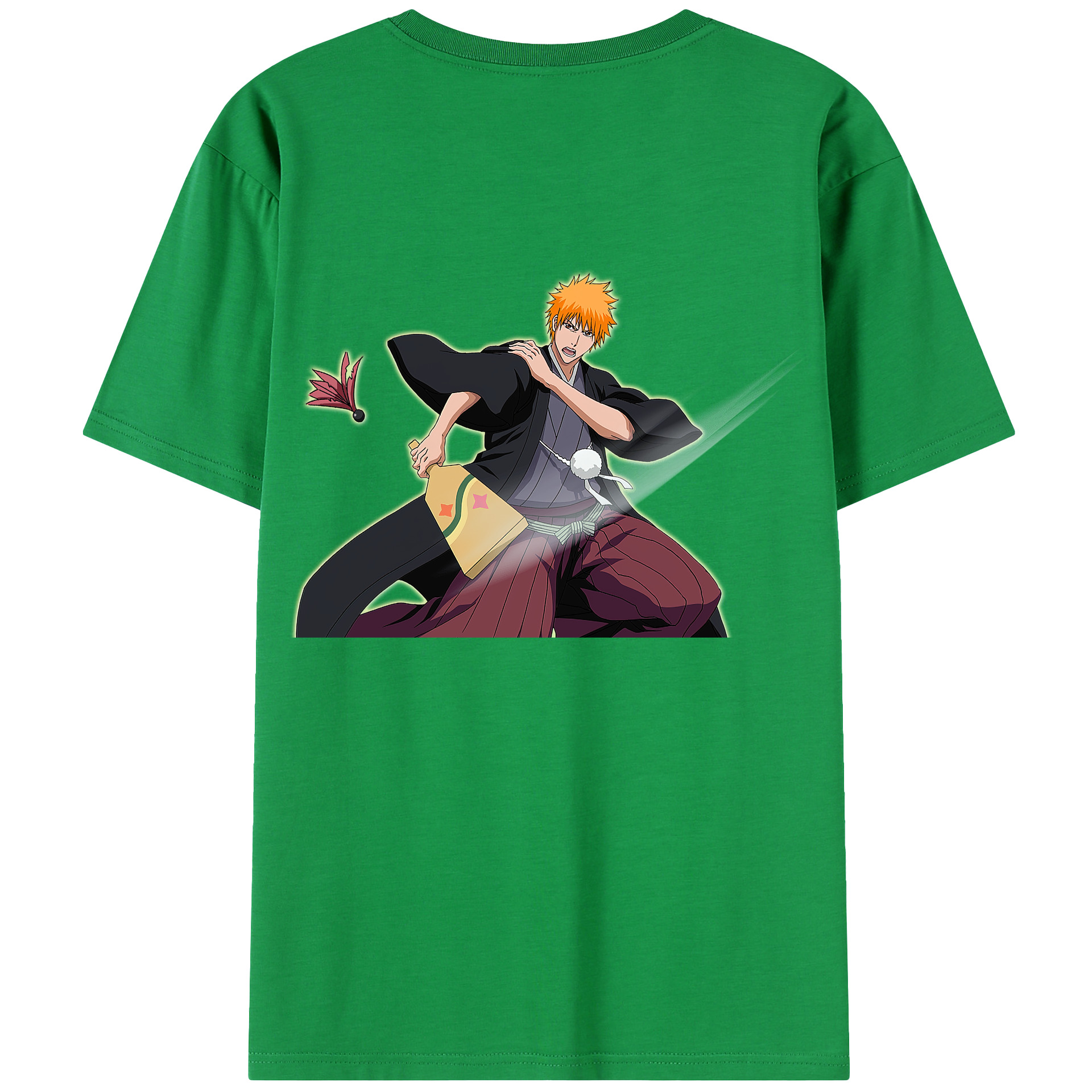 （画像用） ブリーチ 黒崎一護（くろさき いちご）BLEACH Kurosaki Ichigo 綿100％半袖Tシャツ（背面プリント）
