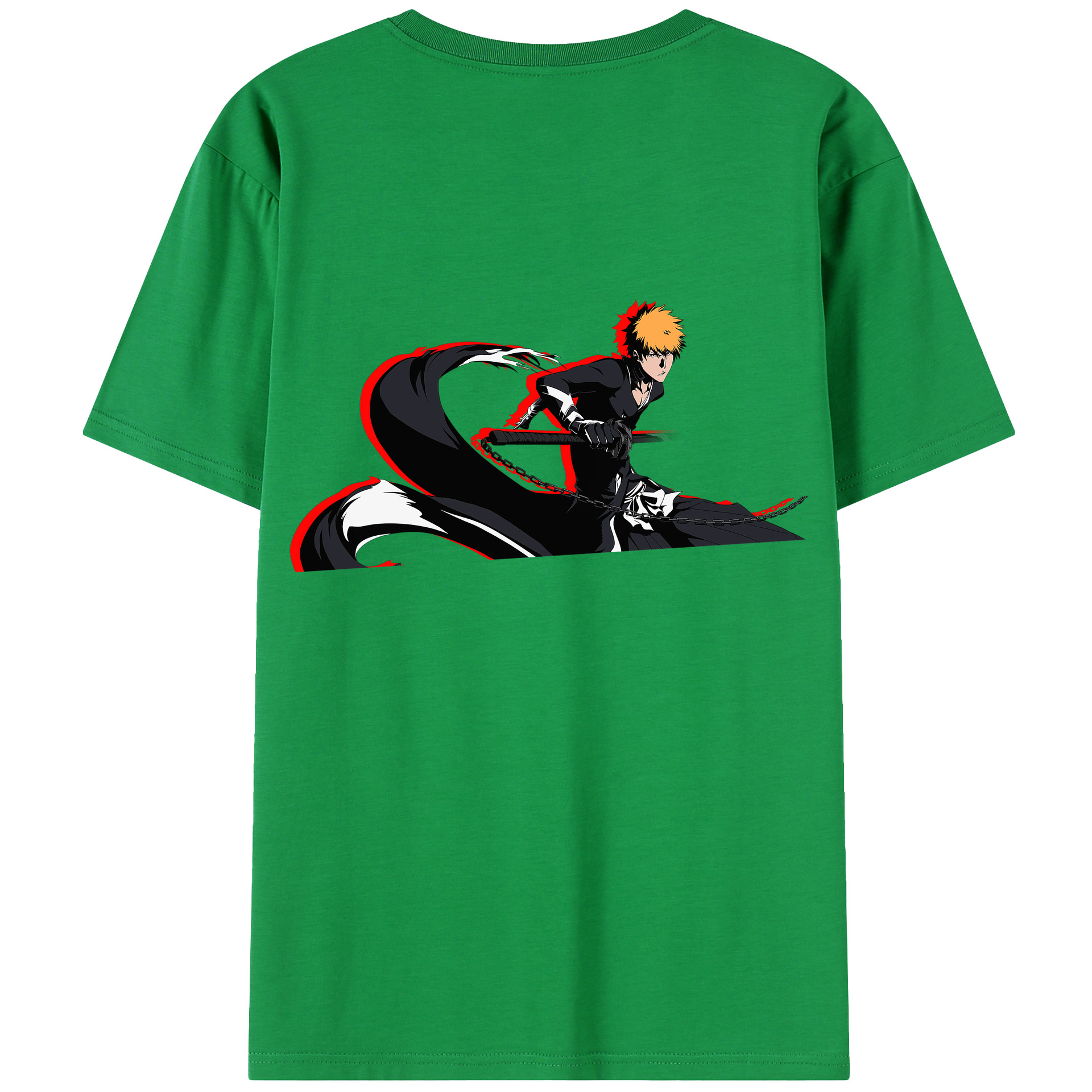 （画像用） ブリーチ 黒崎一護（くろさき いちご）BLEACH Kurosaki Ichigo 綿100％半袖Tシャツ（背面プリント）