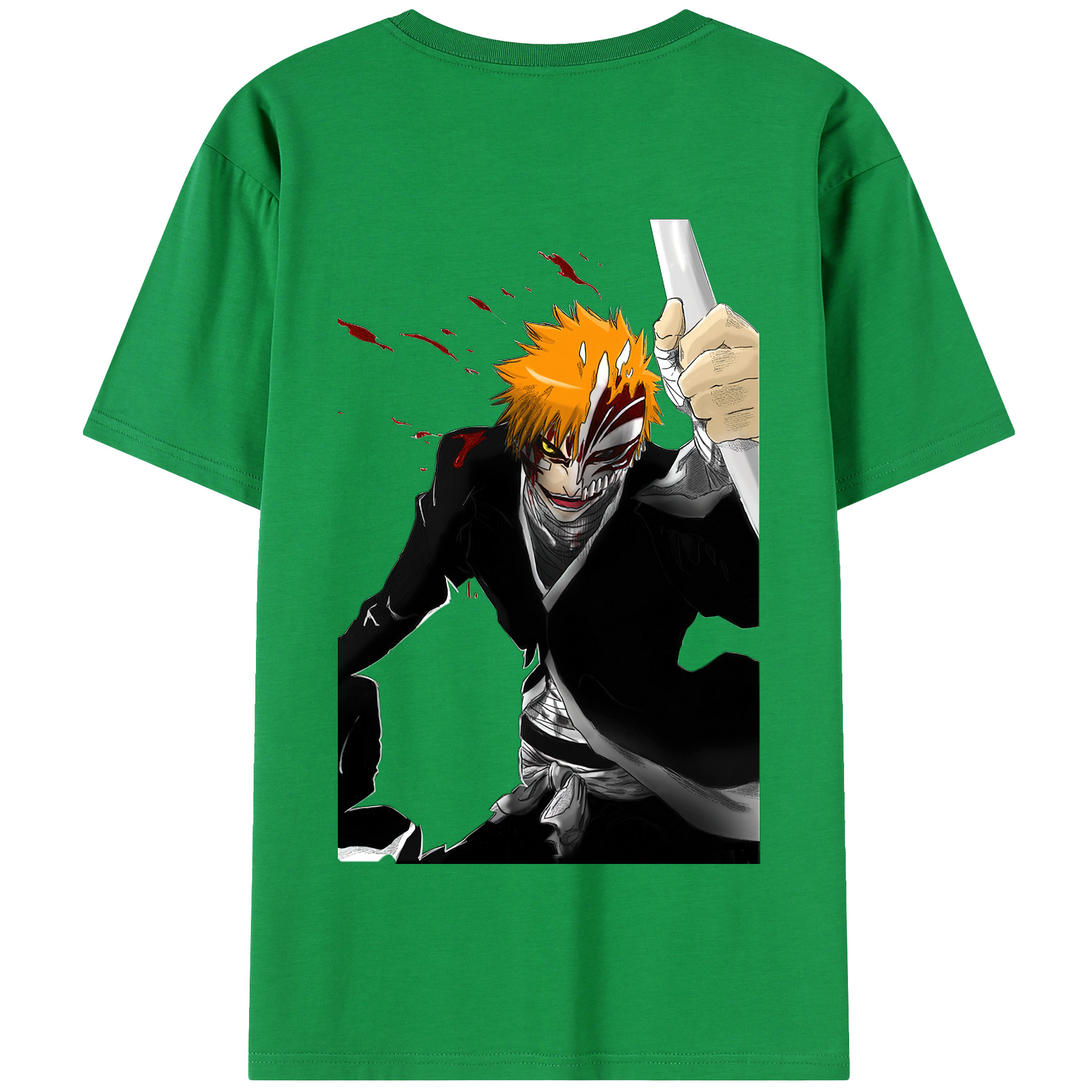 （画像用） ブリーチ 黒崎一護（くろさき いちご）BLEACH Kurosaki Ichigo 綿100％半袖Tシャツ（背面プリント）