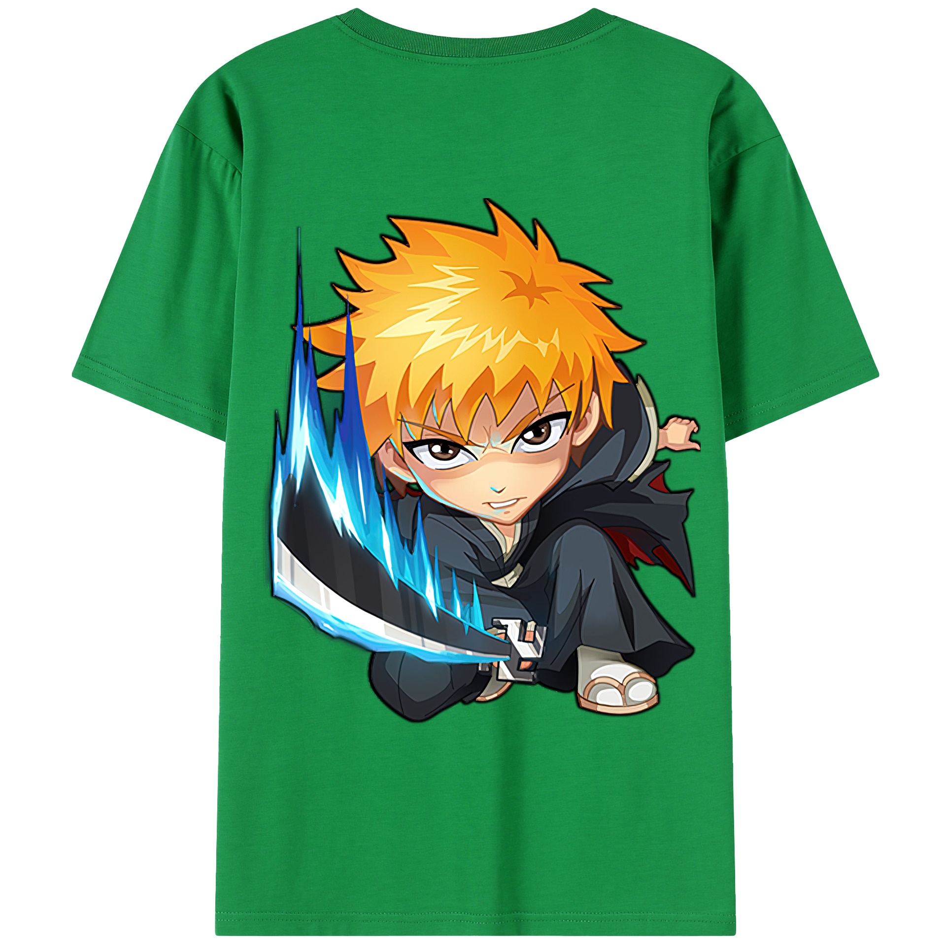 （画像用） ブリーチ 黒崎一護（くろさき いちご）BLEACH Kurosaki Ichigo 綿100％半袖Tシャツ（背面プリント）