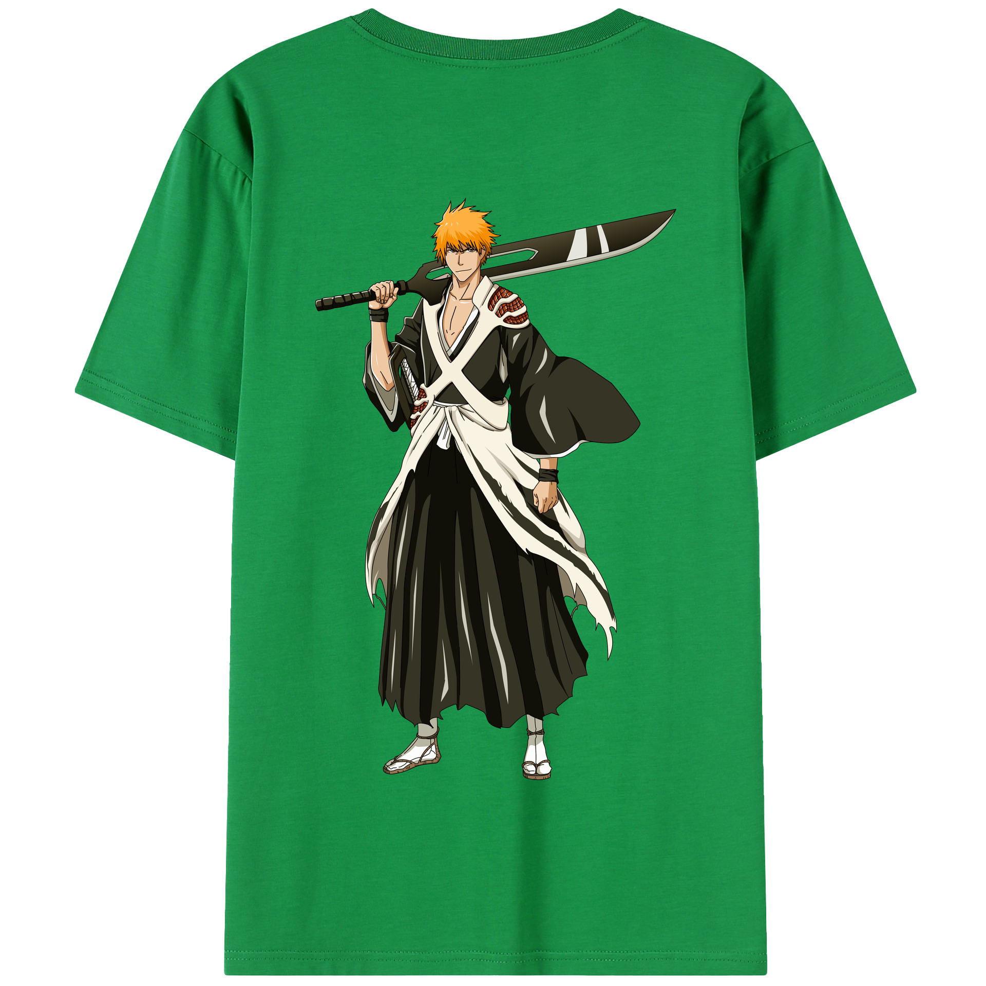 （画像用） ブリーチ 黒崎一護（くろさき いちご）BLEACH Kurosaki Ichigo 綿100％半袖Tシャツ（背面プリント）