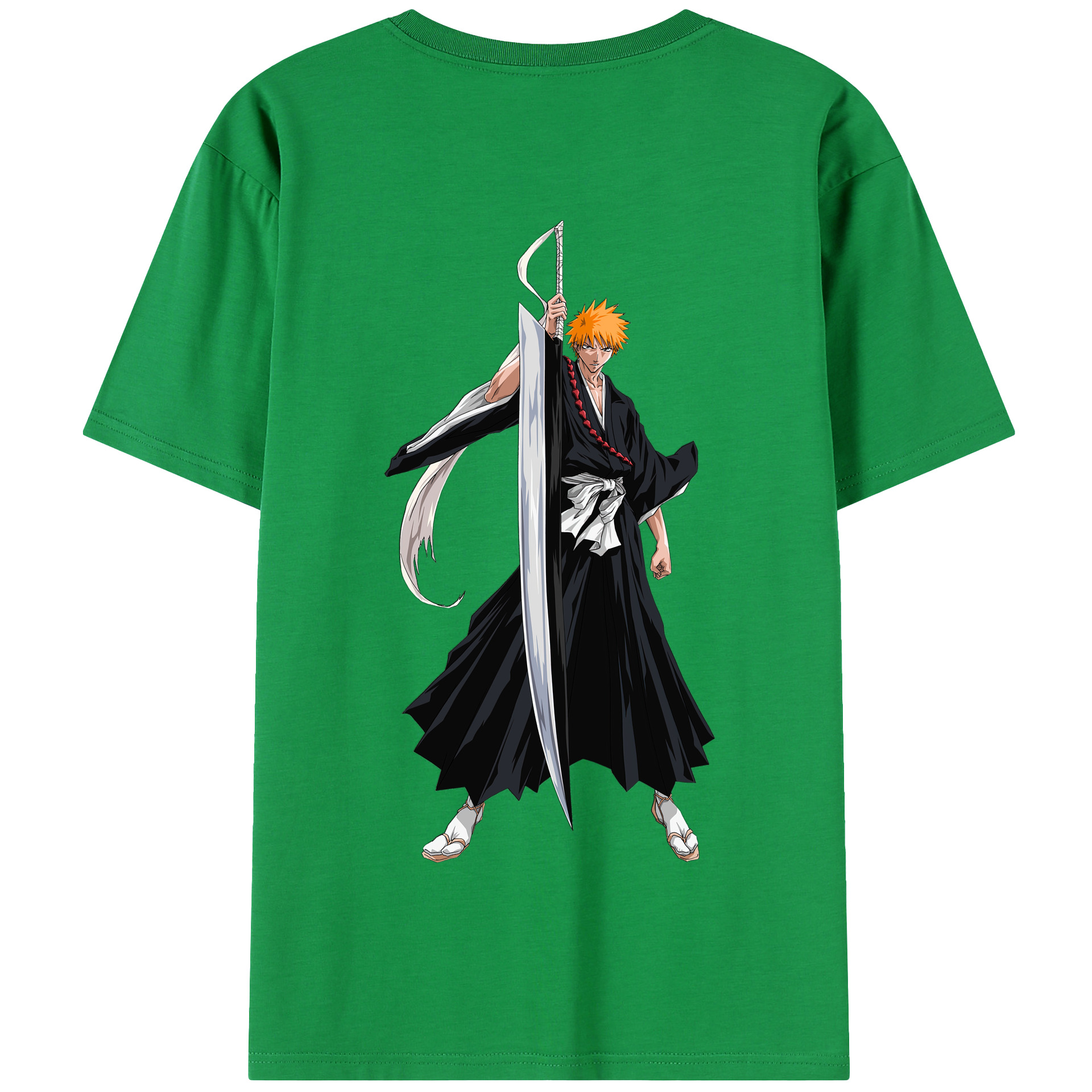 （画像用） ブリーチ 黒崎一護（くろさき いちご）BLEACH Kurosaki Ichigo 綿100％半袖Tシャツ（背面プリント）