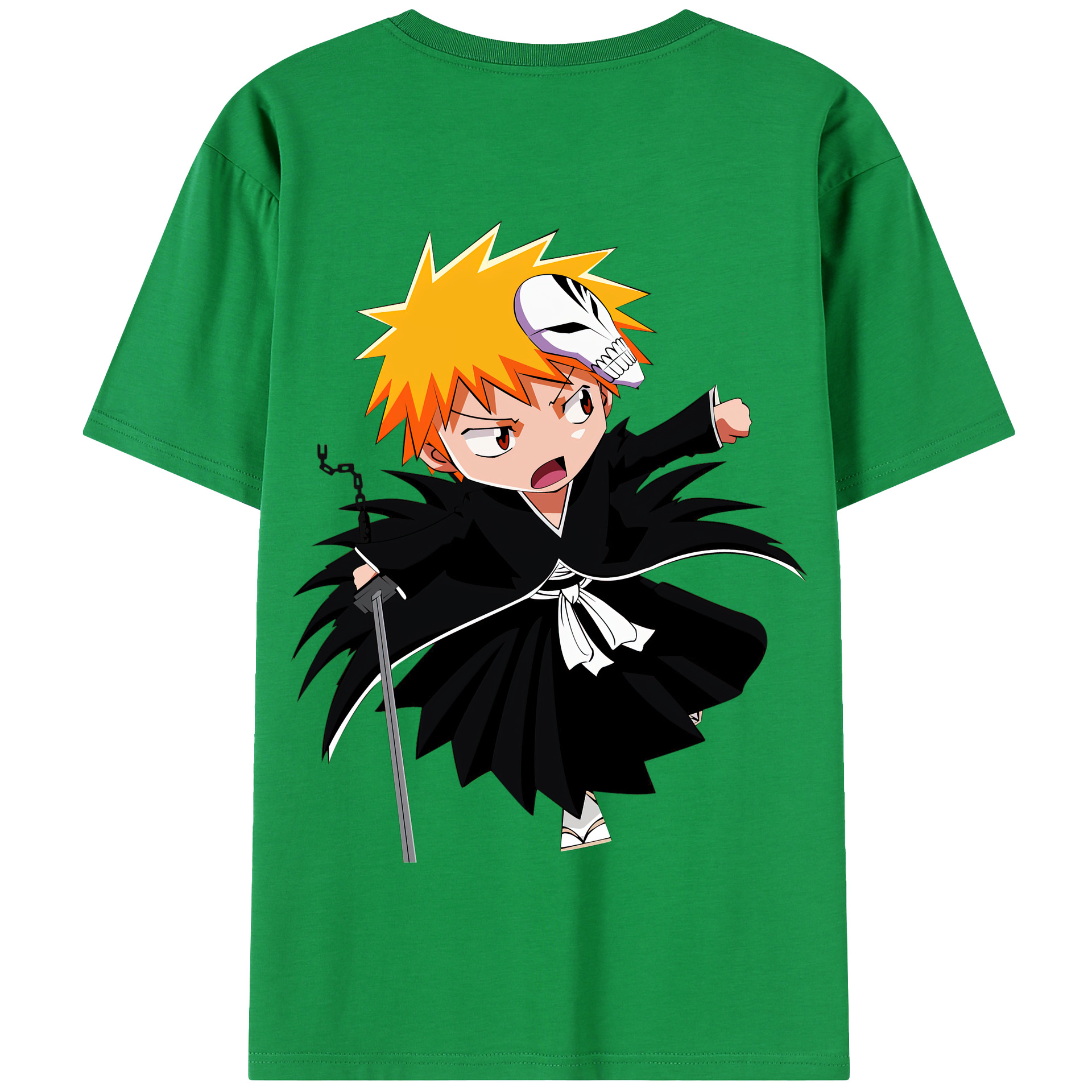 （画像用） ブリーチ 黒崎一護（くろさき いちご）BLEACH Kurosaki Ichigo 綿100％半袖Tシャツ（背面プリント）