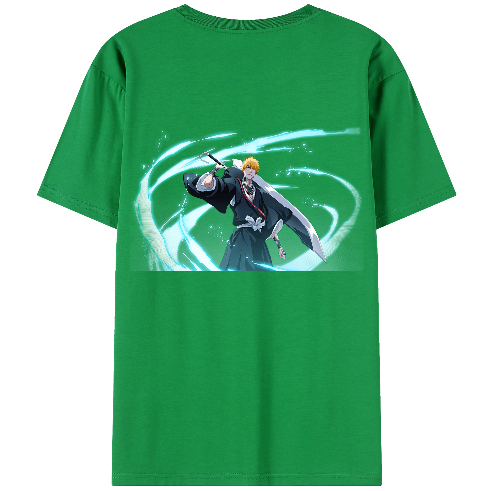 （画像用） ブリーチ 黒崎一護（くろさき いちご）BLEACH Kurosaki Ichigo 綿100％半袖Tシャツ（背面プリント）