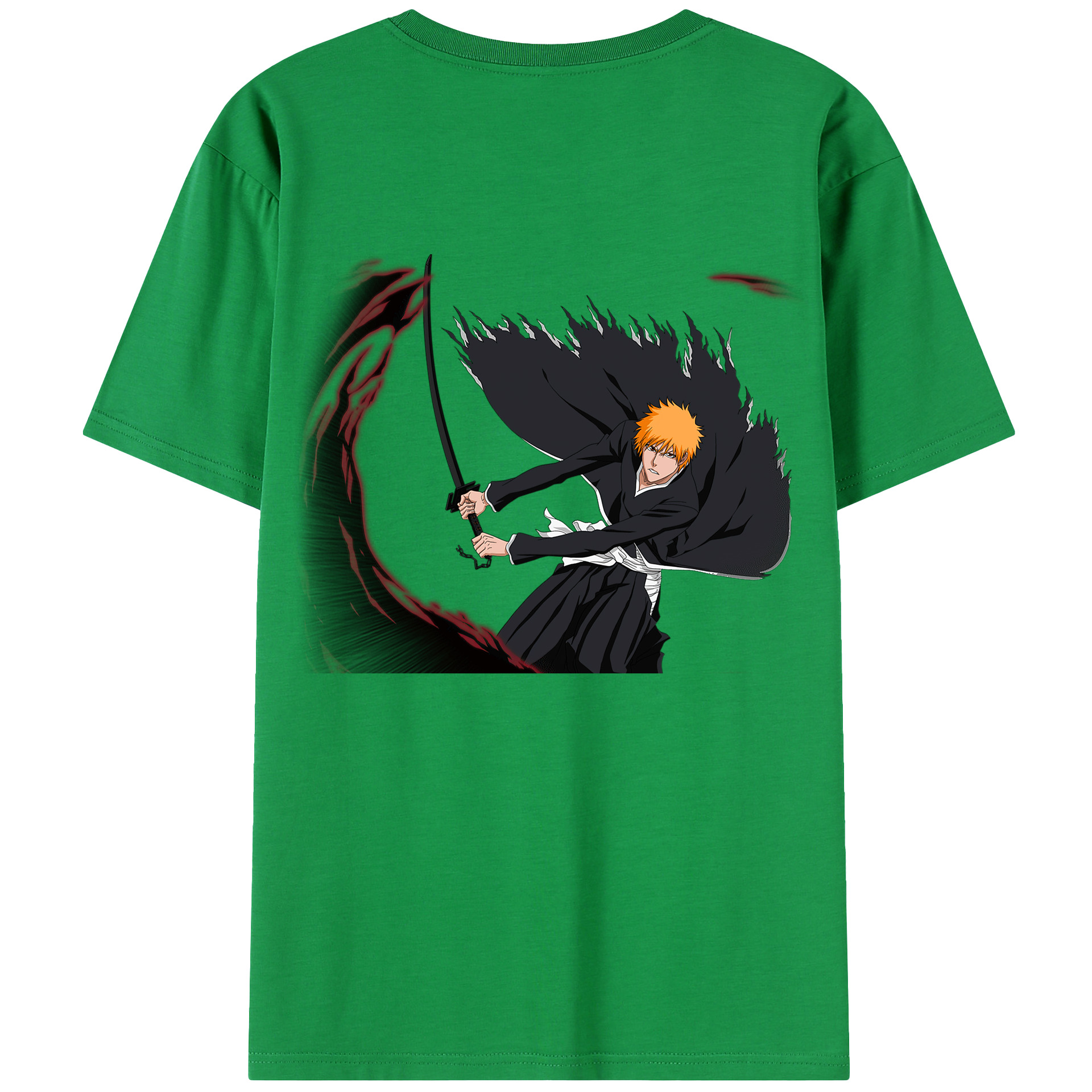 （画像用） ブリーチ 黒崎一護（くろさき いちご）BLEACH Kurosaki Ichigo 綿100％半袖Tシャツ（背面プリント）