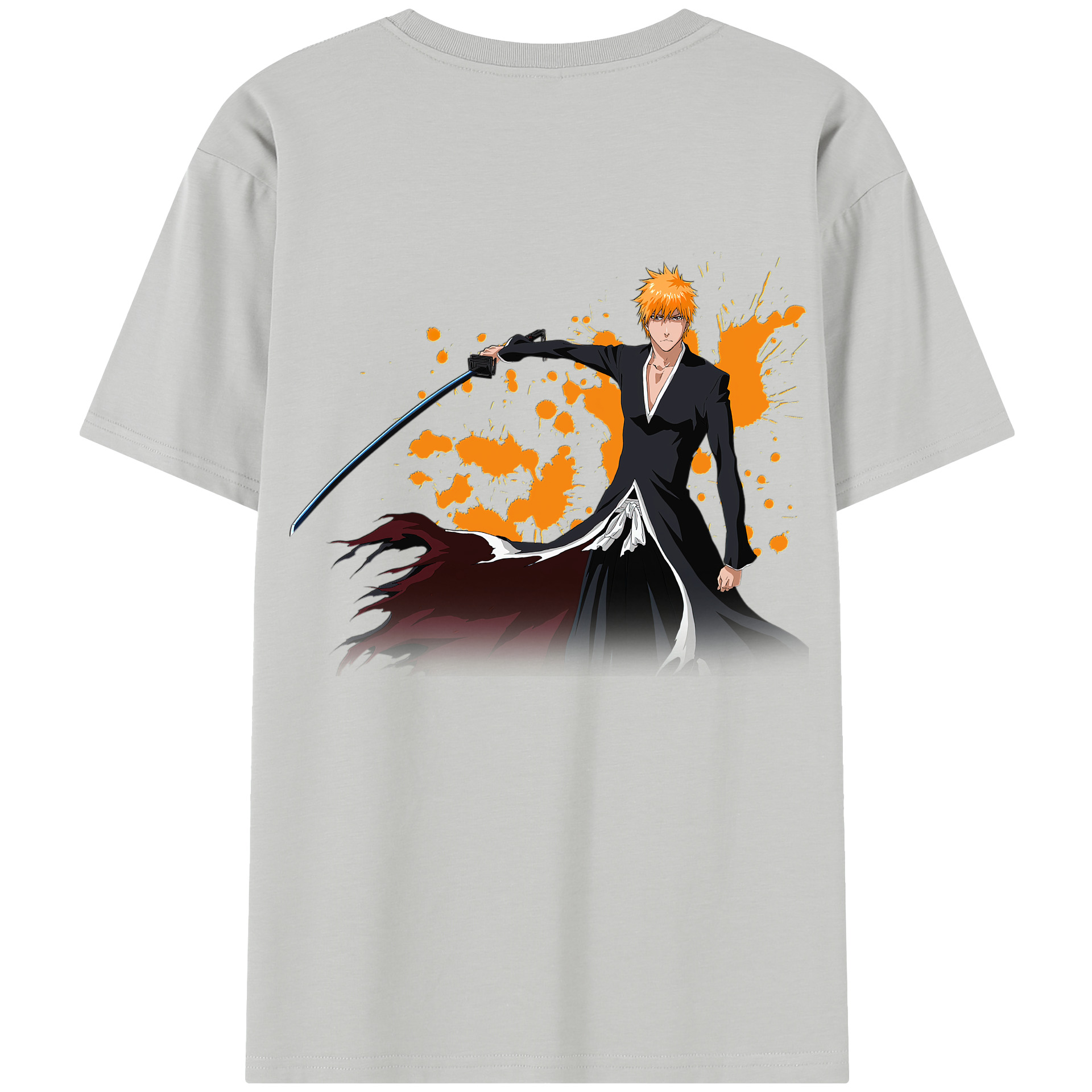 （画像用） ブリーチ 黒崎一護（くろさき いちご）BLEACH Kurosaki Ichigo 綿100％半袖Tシャツ（背面プリント）