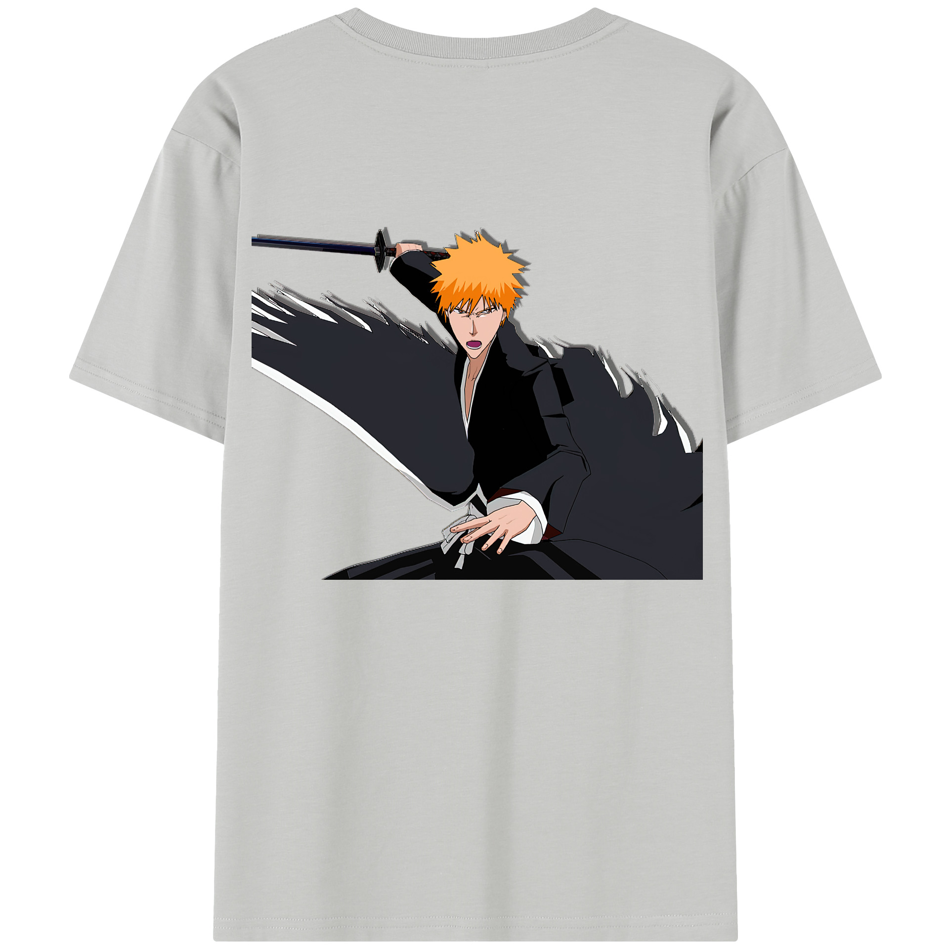 （画像用） ブリーチ 黒崎一護（くろさき いちご）BLEACH Kurosaki Ichigo 綿100％半袖Tシャツ（背面プリント）