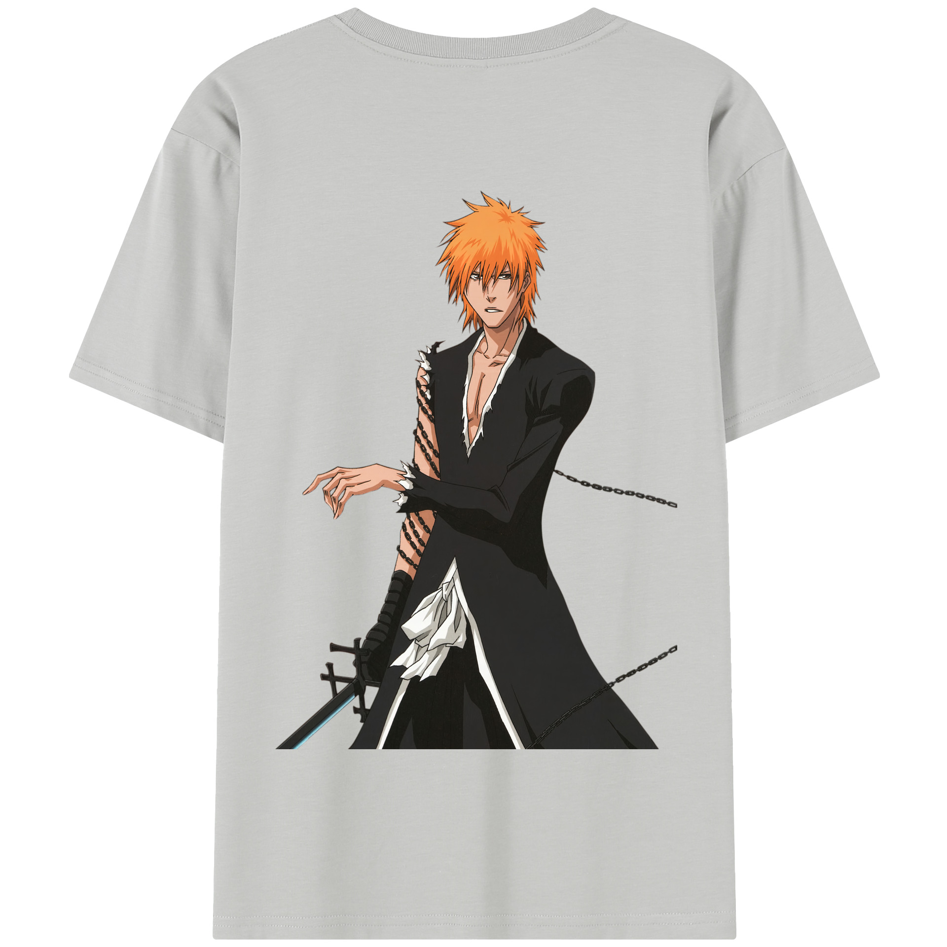 （画像用） ブリーチ 黒崎一護（くろさき いちご）BLEACH Kurosaki Ichigo 綿100％半袖Tシャツ（背面プリント）