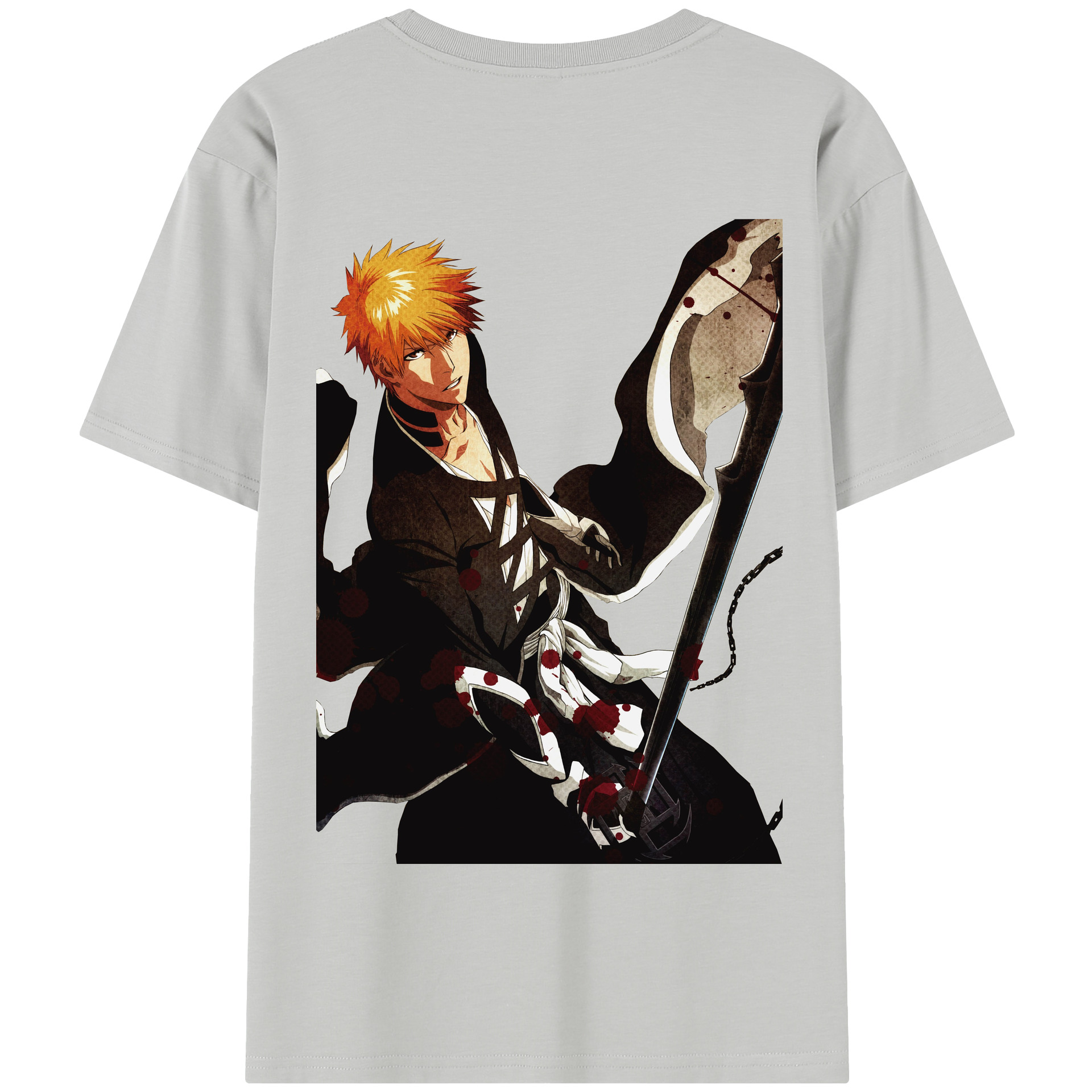 （画像用） ブリーチ 黒崎一護（くろさき いちご）BLEACH Kurosaki Ichigo 綿100％半袖Tシャツ（背面プリント）
