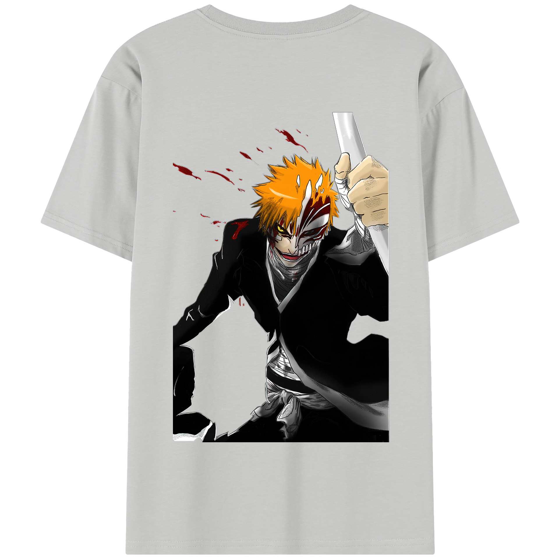 （画像用） ブリーチ 黒崎一護（くろさき いちご）BLEACH Kurosaki Ichigo 綿100％半袖Tシャツ（背面プリント）