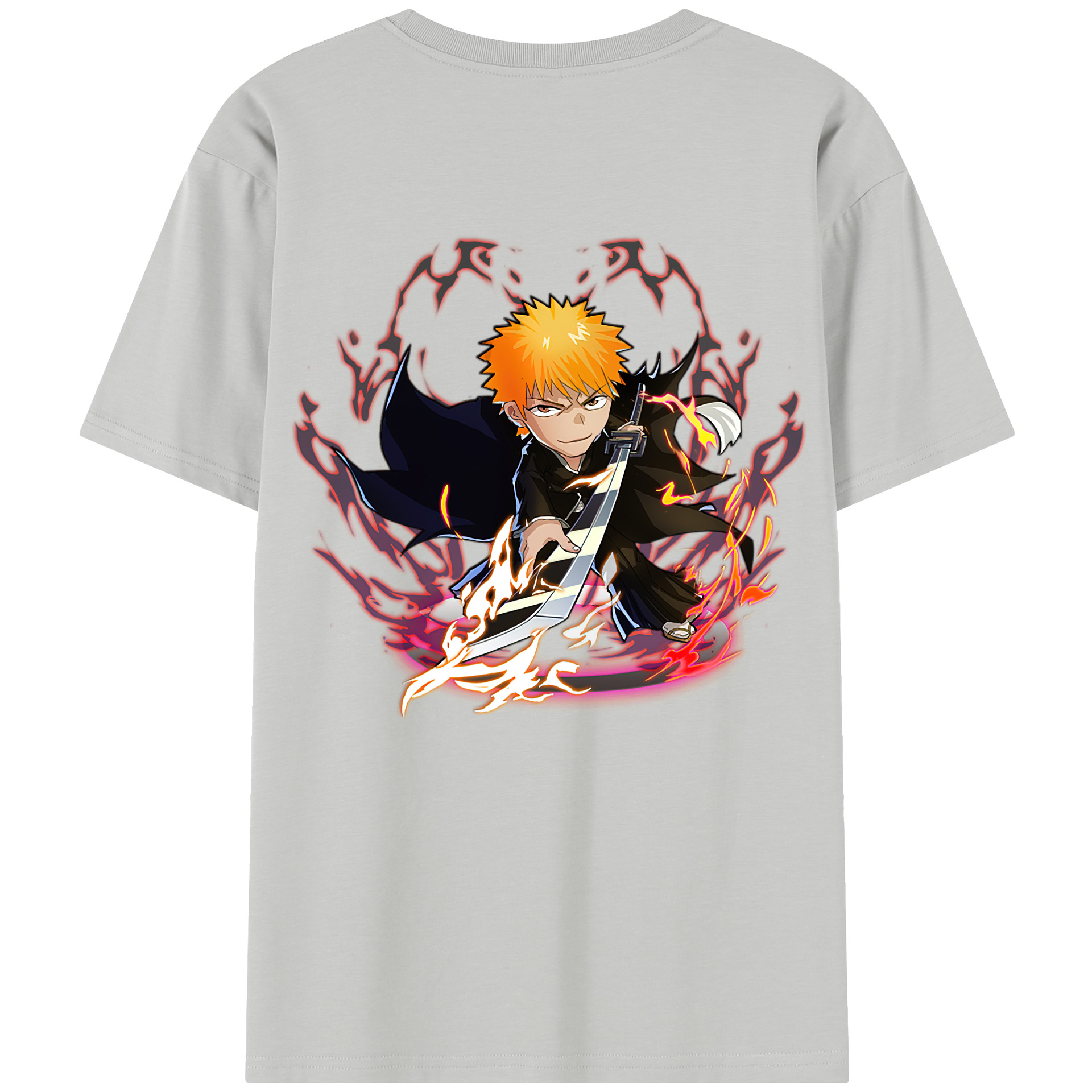 （画像用） ブリーチ 黒崎一護（くろさき いちご）BLEACH Kurosaki Ichigo 綿100％半袖Tシャツ（背面プリント）