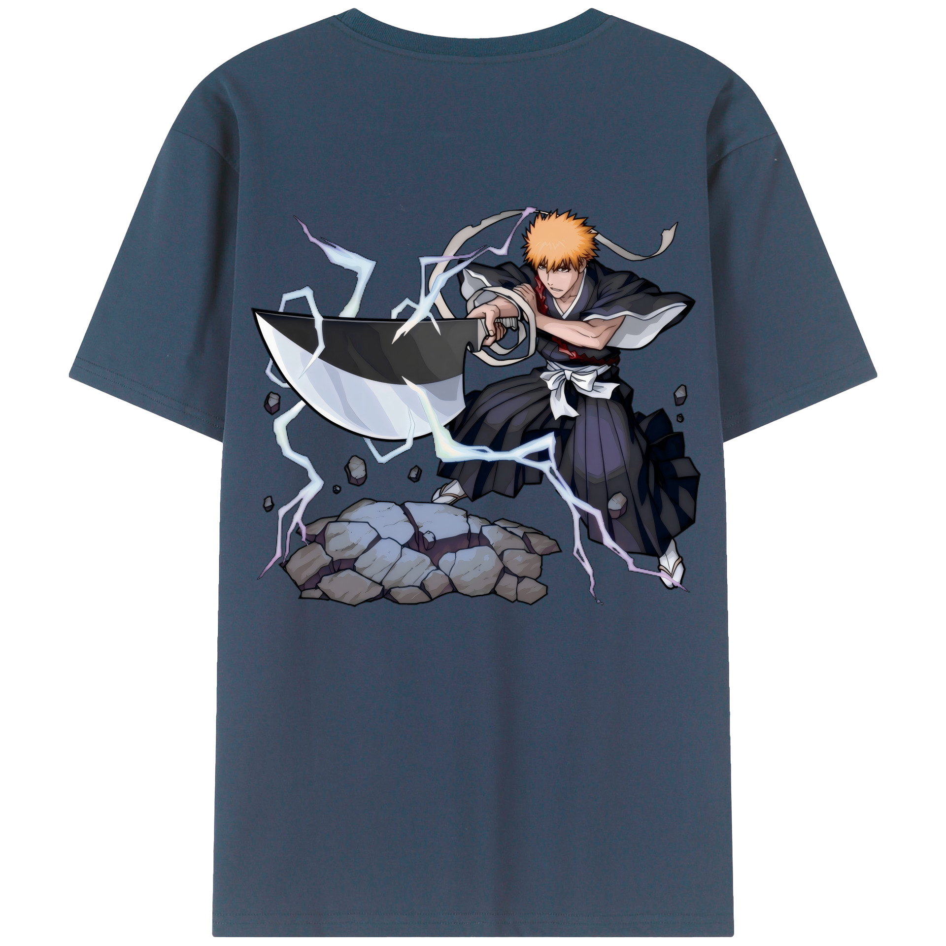 （画像用） ブリーチ 黒崎一護（くろさき いちご）BLEACH Kurosaki Ichigo 綿100％半袖Tシャツ（背面プリント）