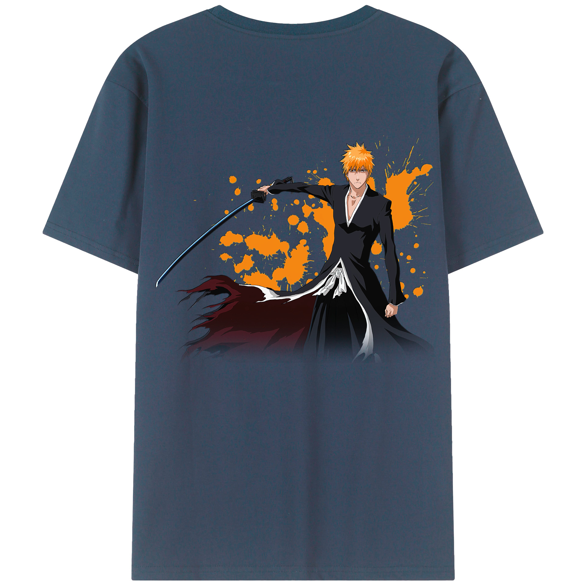 （画像用） ブリーチ 黒崎一護（くろさき いちご）BLEACH Kurosaki Ichigo 綿100％半袖Tシャツ（背面プリント）