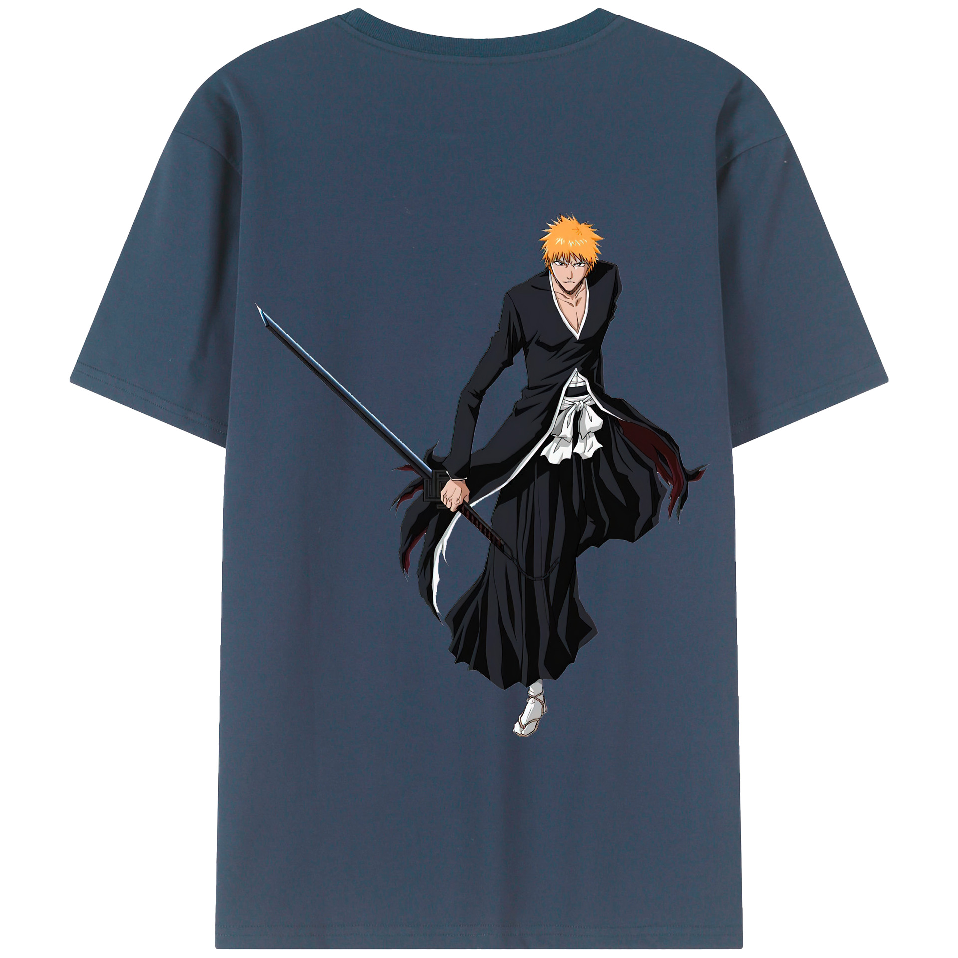 （画像用） ブリーチ 黒崎一護（くろさき いちご）BLEACH Kurosaki Ichigo 綿100％半袖Tシャツ（背面プリント）