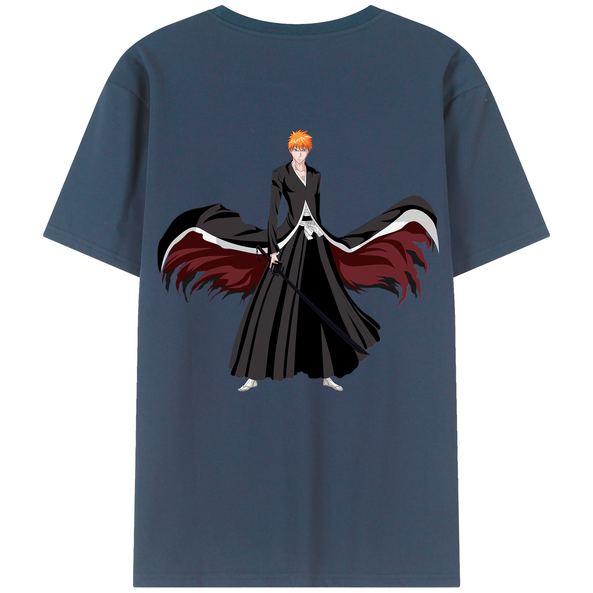 （画像用） ブリーチ 黒崎一護（くろさき いちご）BLEACH Kurosaki Ichigo 綿100％半袖Tシャツ（背面プリント）