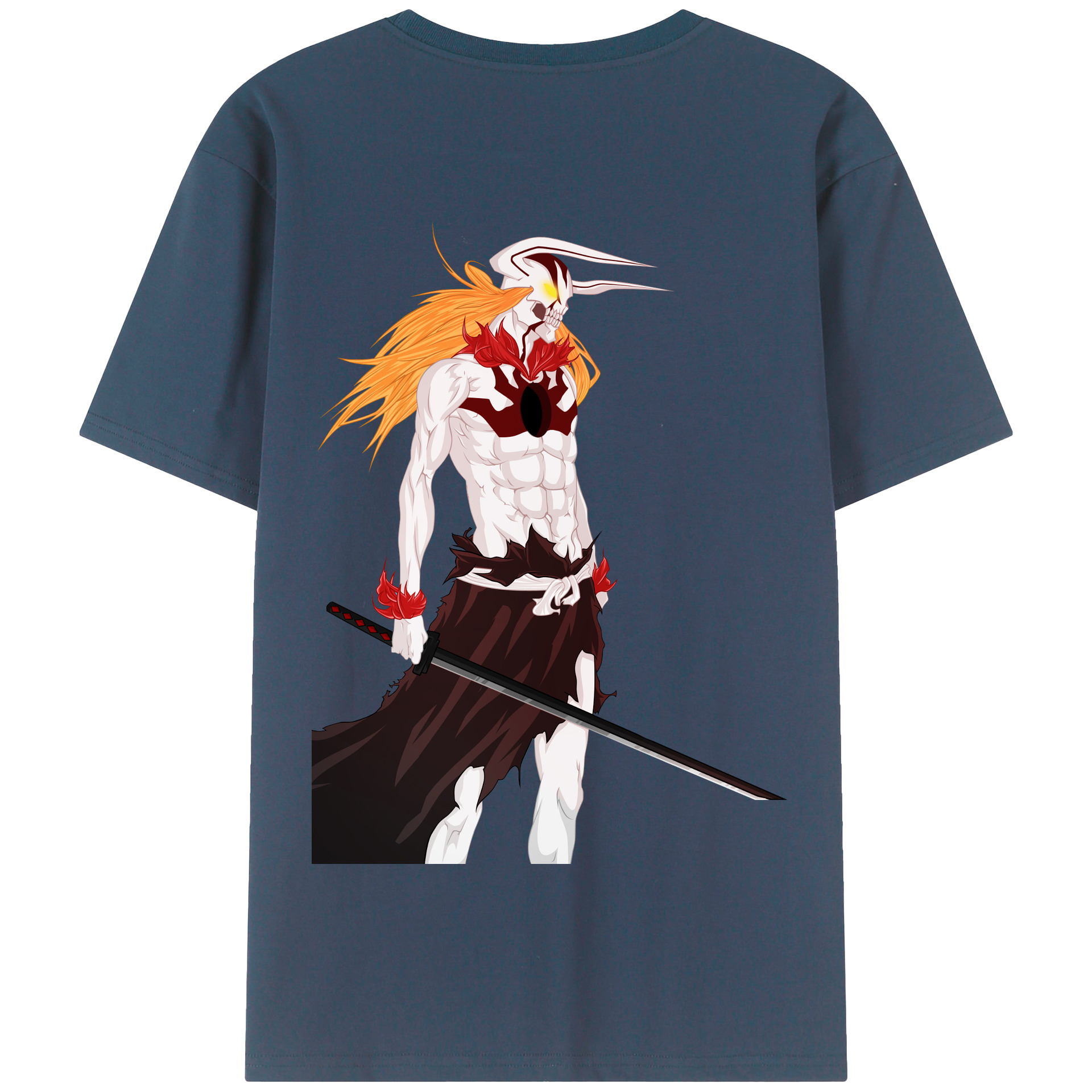 （画像用） ブリーチ 黒崎一護（くろさき いちご）BLEACH Kurosaki Ichigo 綿100％半袖Tシャツ（背面プリント）