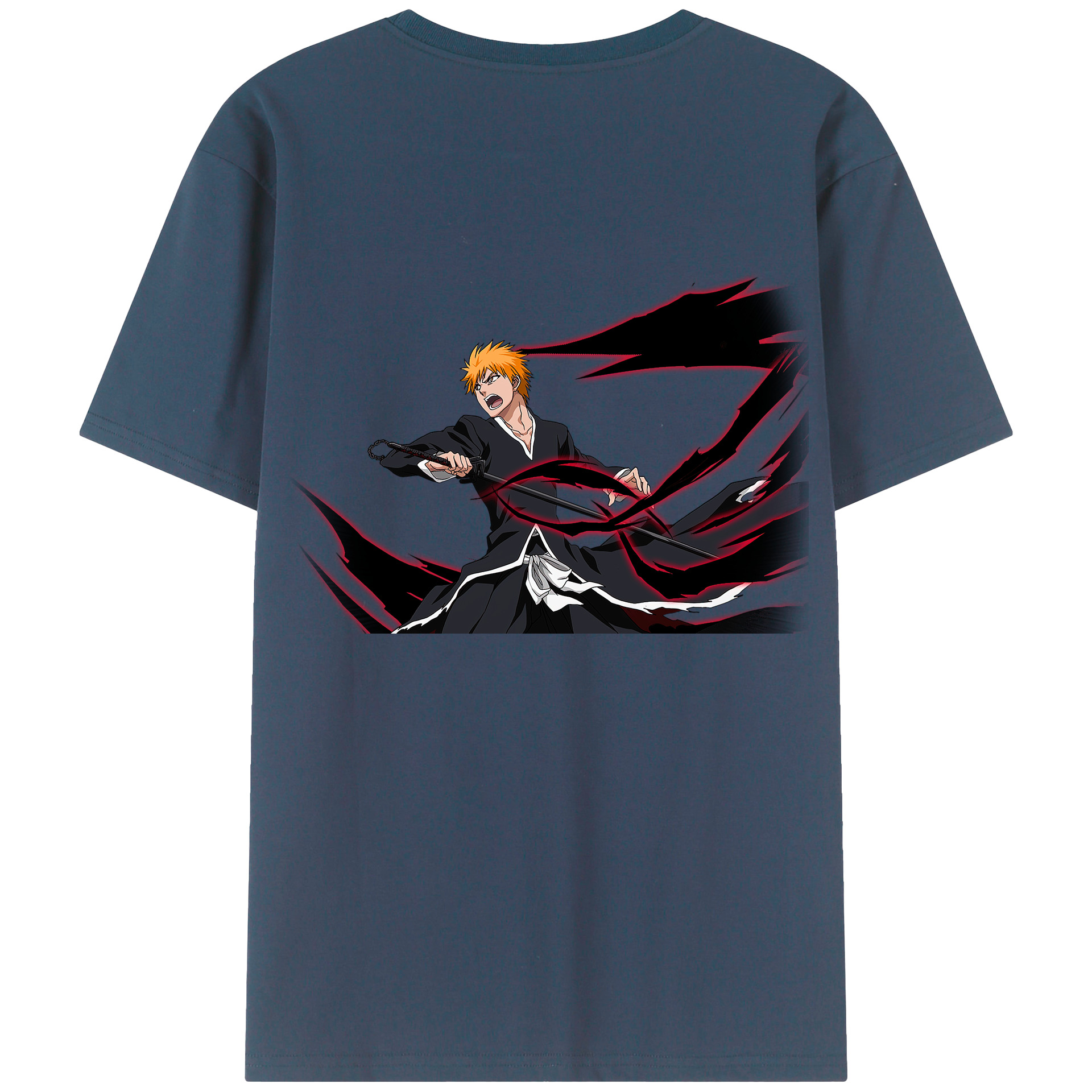 （画像用） ブリーチ 黒崎一護（くろさき いちご）BLEACH Kurosaki Ichigo 綿100％半袖Tシャツ（背面プリント）