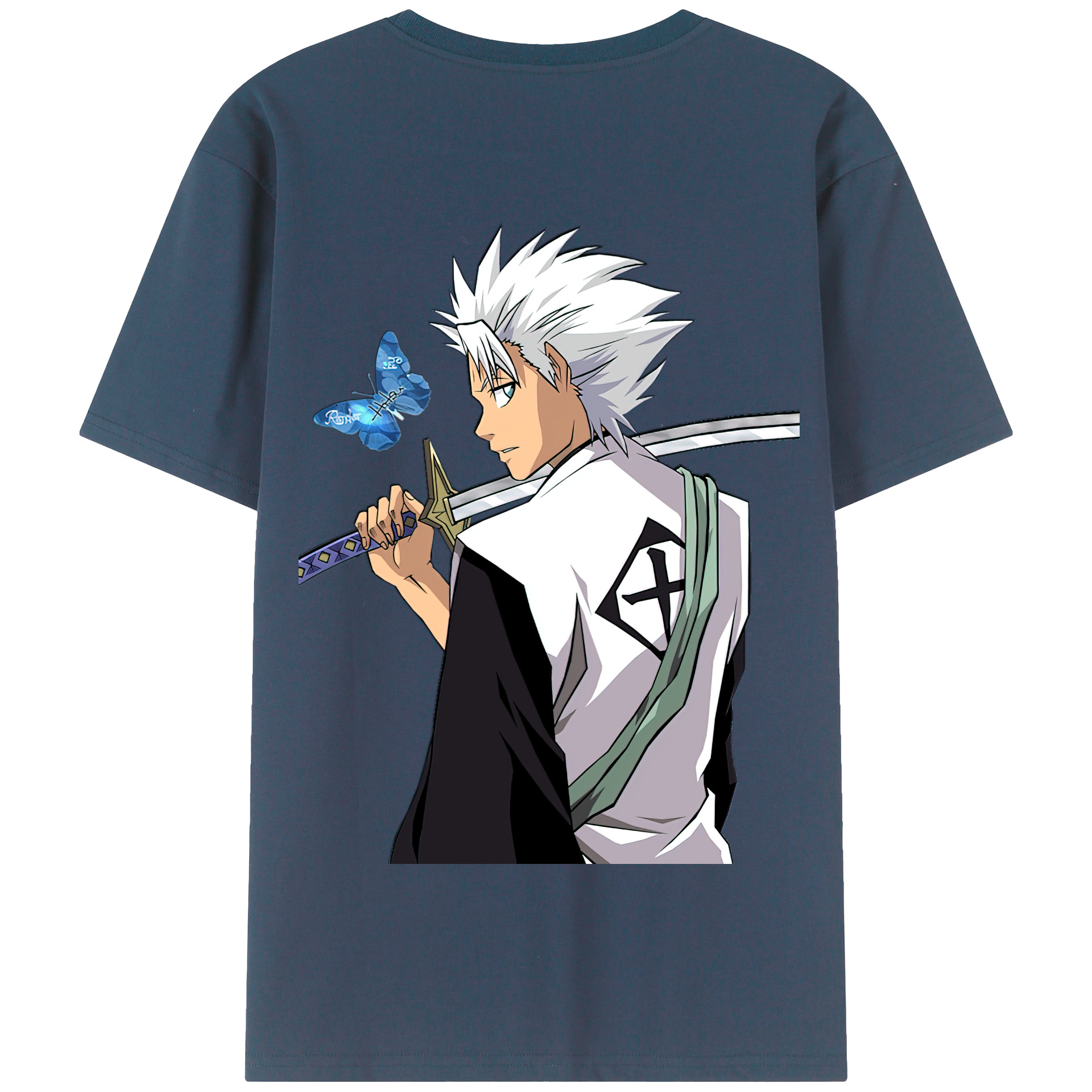 （画像用） ブリーチ 日番谷冬獅郎（ひつがや とうしろう） BLEACH Hitsugaya Toushirou 綿100％半袖Tシャツ（背面プリント）
