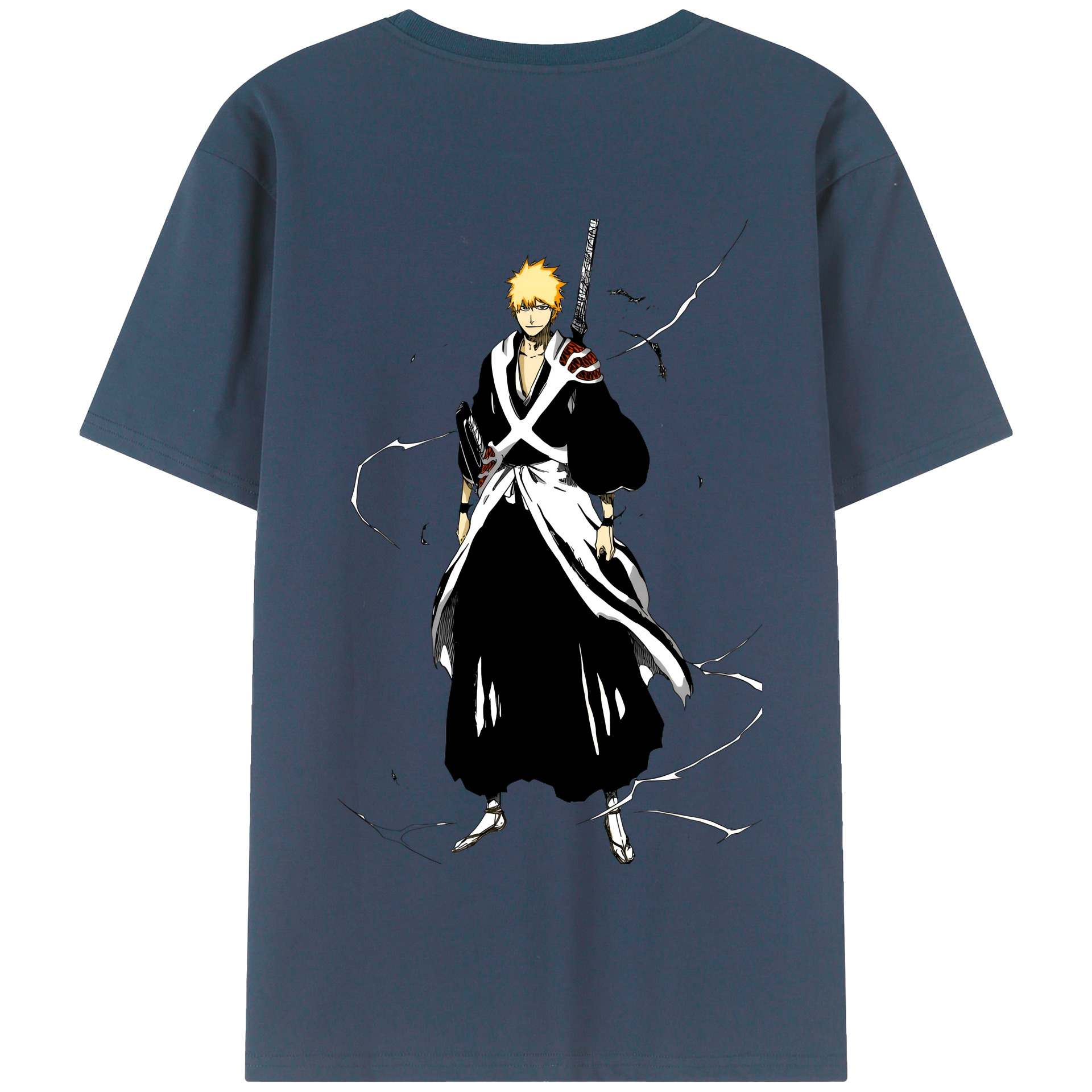（画像用） ブリーチ 黒崎一護（くろさき いちご）BLEACH Kurosaki Ichigo 綿100％半袖Tシャツ（背面プリント）