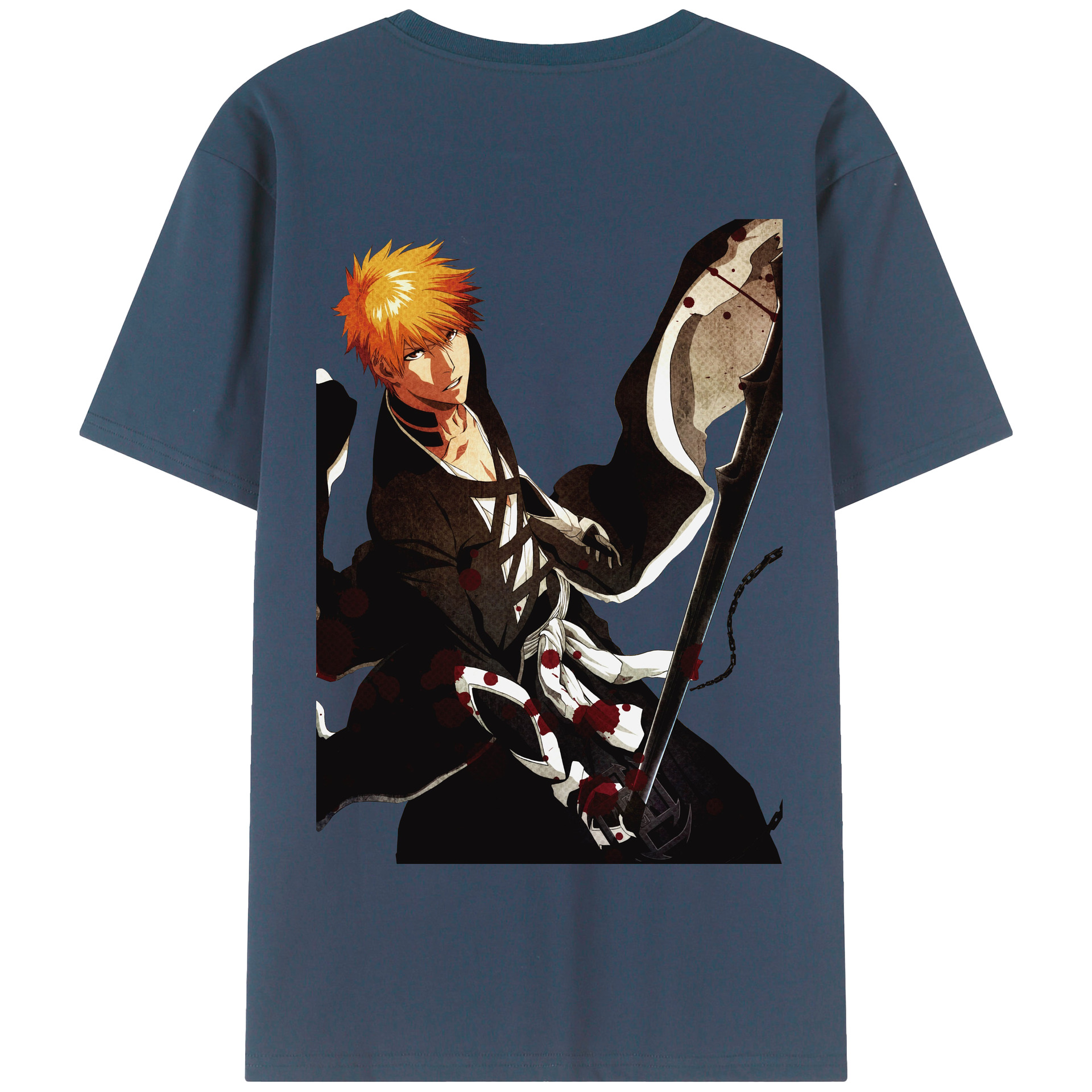 （画像用） ブリーチ 黒崎一護（くろさき いちご）BLEACH Kurosaki Ichigo 綿100％半袖Tシャツ（背面プリント）