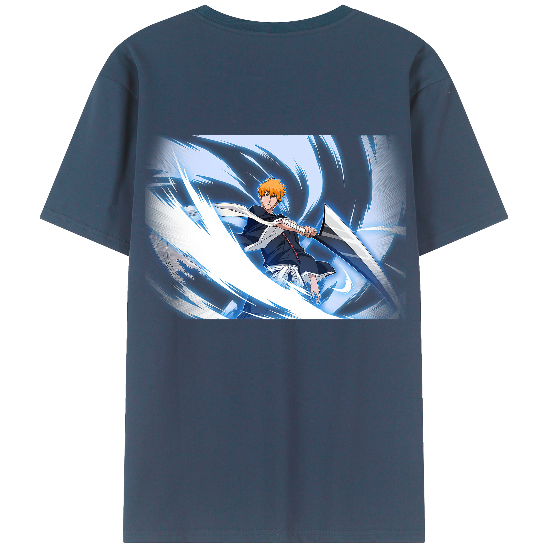 （画像用） ブリーチ 黒崎一護（くろさき いちご）BLEACH Kurosaki Ichigo 綿100％半袖Tシャツ（背面プリント）