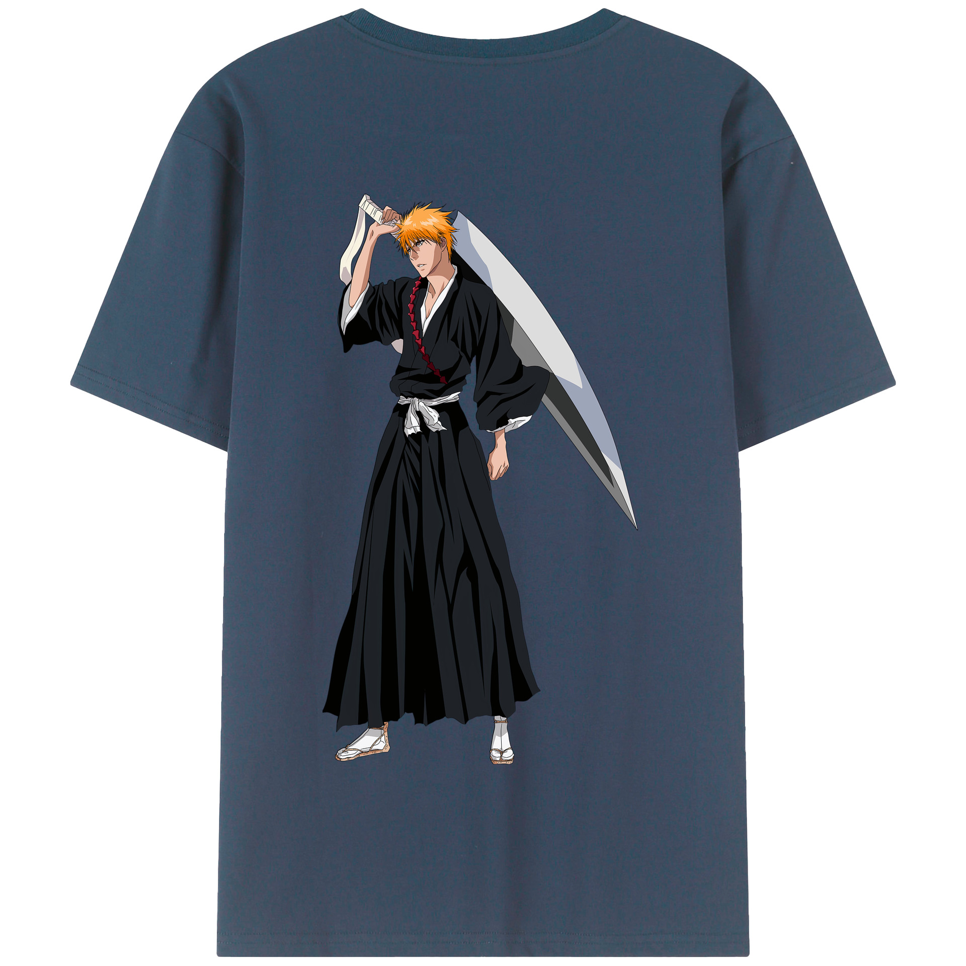 （画像用） ブリーチ 黒崎一護（くろさき いちご）BLEACH Kurosaki Ichigo 綿100％半袖Tシャツ（背面プリント）