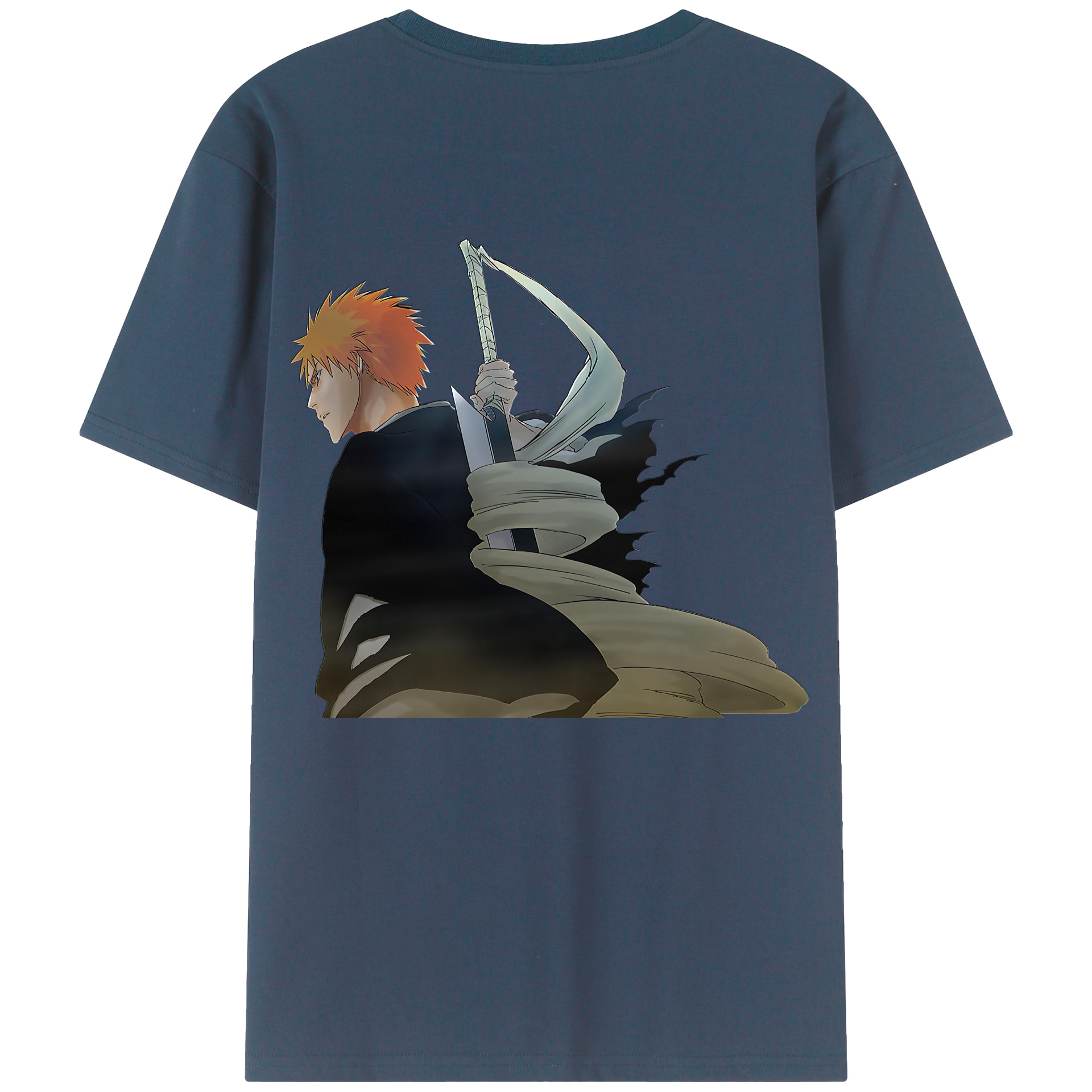 （画像用） ブリーチ 黒崎一護（くろさき いちご）BLEACH Kurosaki Ichigo 綿100％半袖Tシャツ（背面プリント）