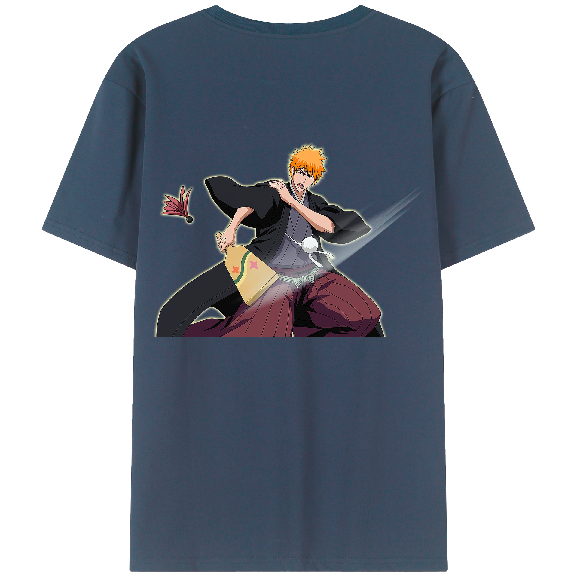 （画像用） ブリーチ 黒崎一護（くろさき いちご）BLEACH Kurosaki Ichigo 綿100％半袖Tシャツ（背面プリント）