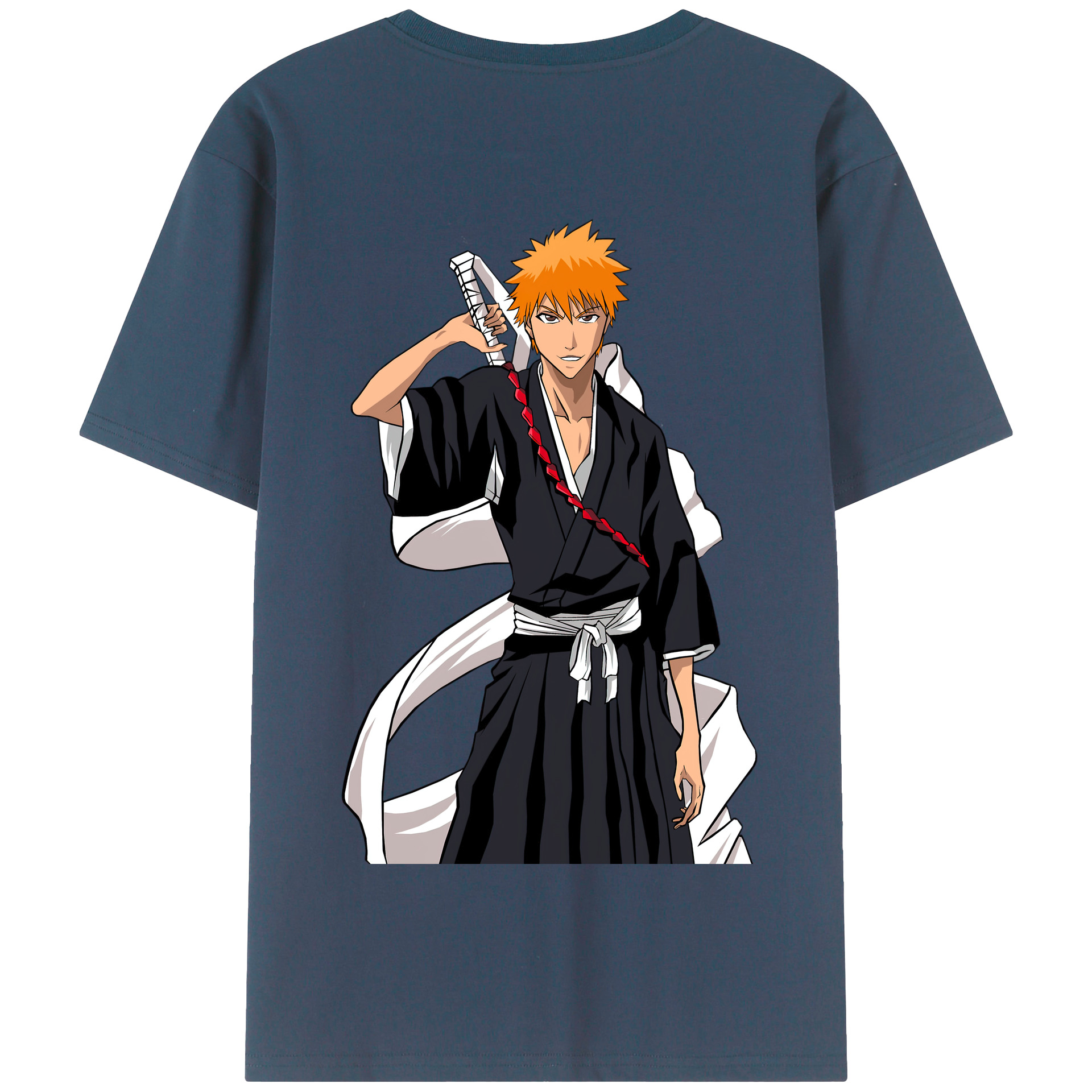 （画像用） ブリーチ 黒崎一護（くろさき いちご）BLEACH Kurosaki Ichigo 綿100％半袖Tシャツ（背面プリント）