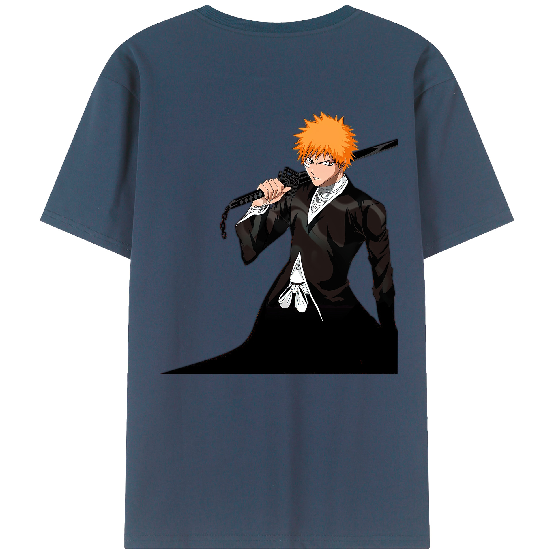 （画像用） ブリーチ 黒崎一護（くろさき いちご）BLEACH Kurosaki Ichigo 綿100％半袖Tシャツ（背面プリント）
