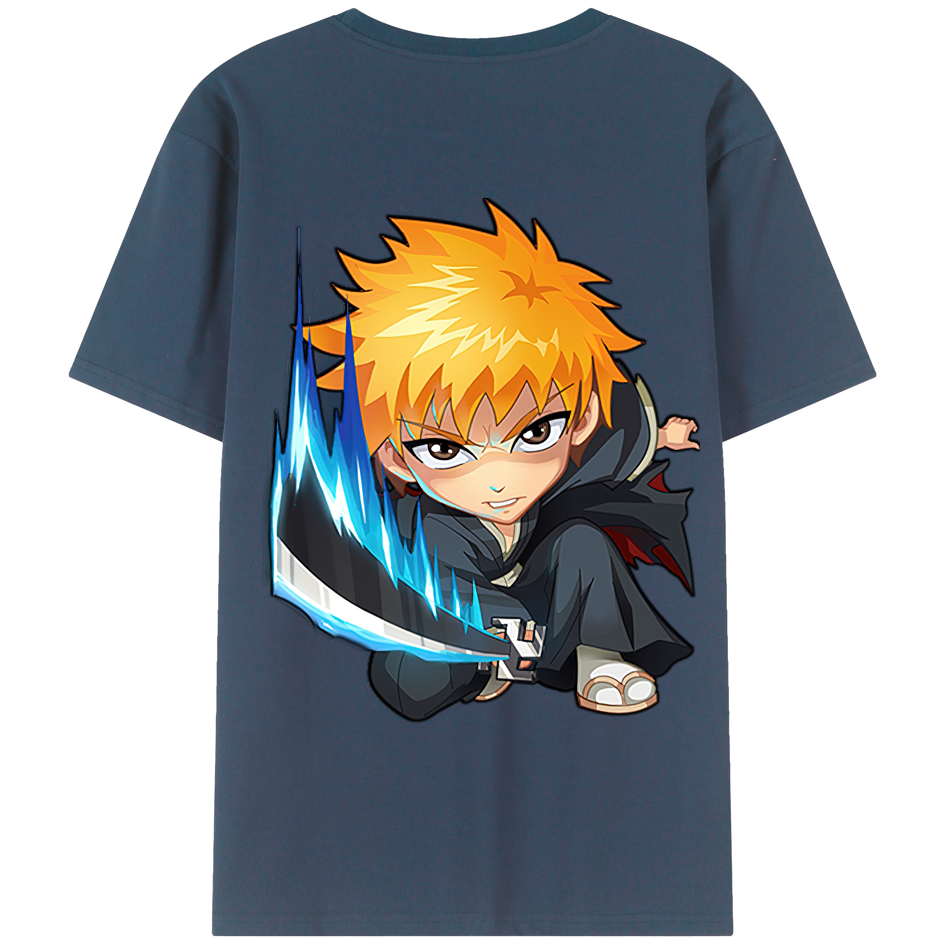 （画像用） ブリーチ 黒崎一護（くろさき いちご）BLEACH Kurosaki Ichigo 綿100％半袖Tシャツ（背面プリント）