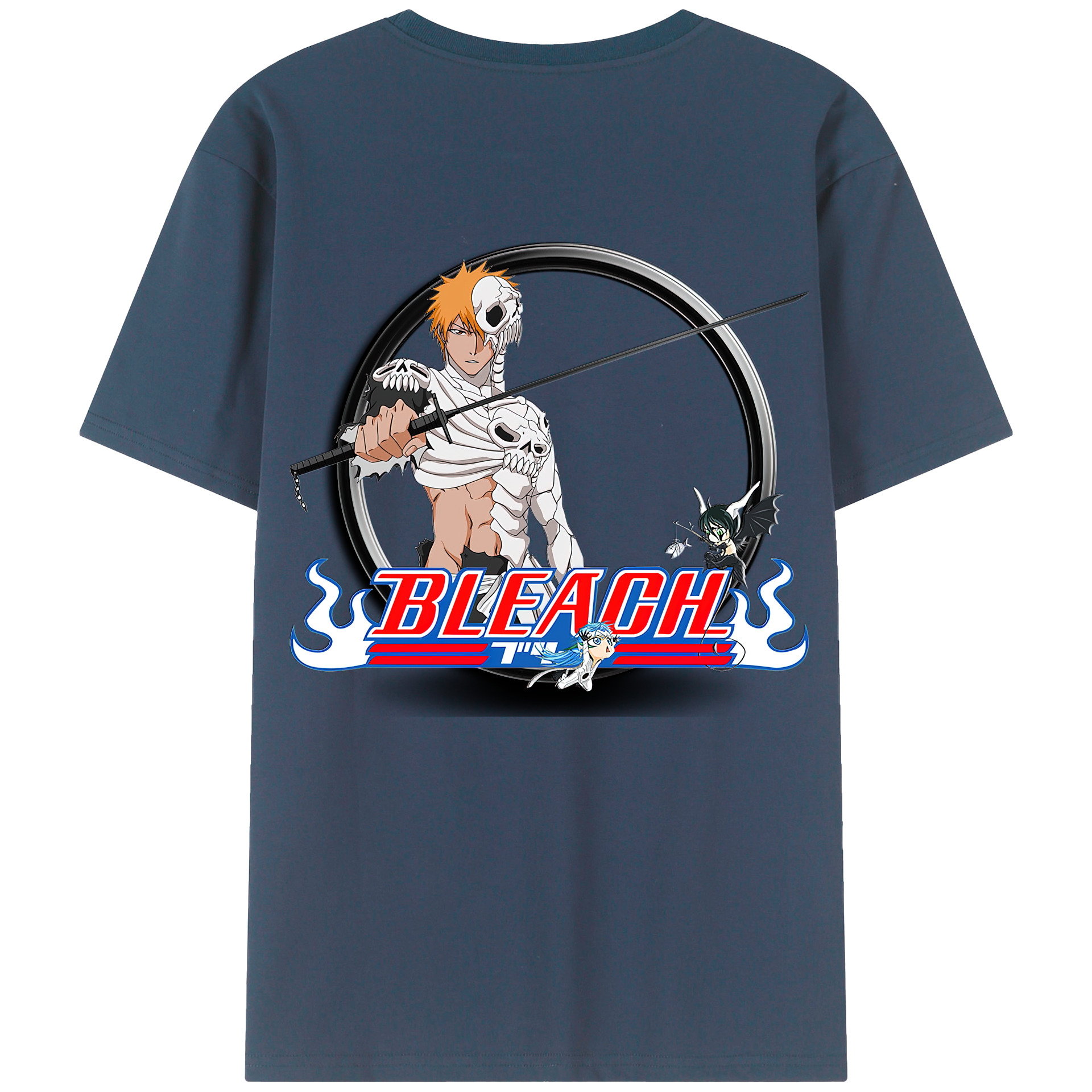 （画像用） ブリーチ 黒崎一護（くろさき いちご）BLEACH Kurosaki Ichigo 綿100％半袖Tシャツ（背面プリント）