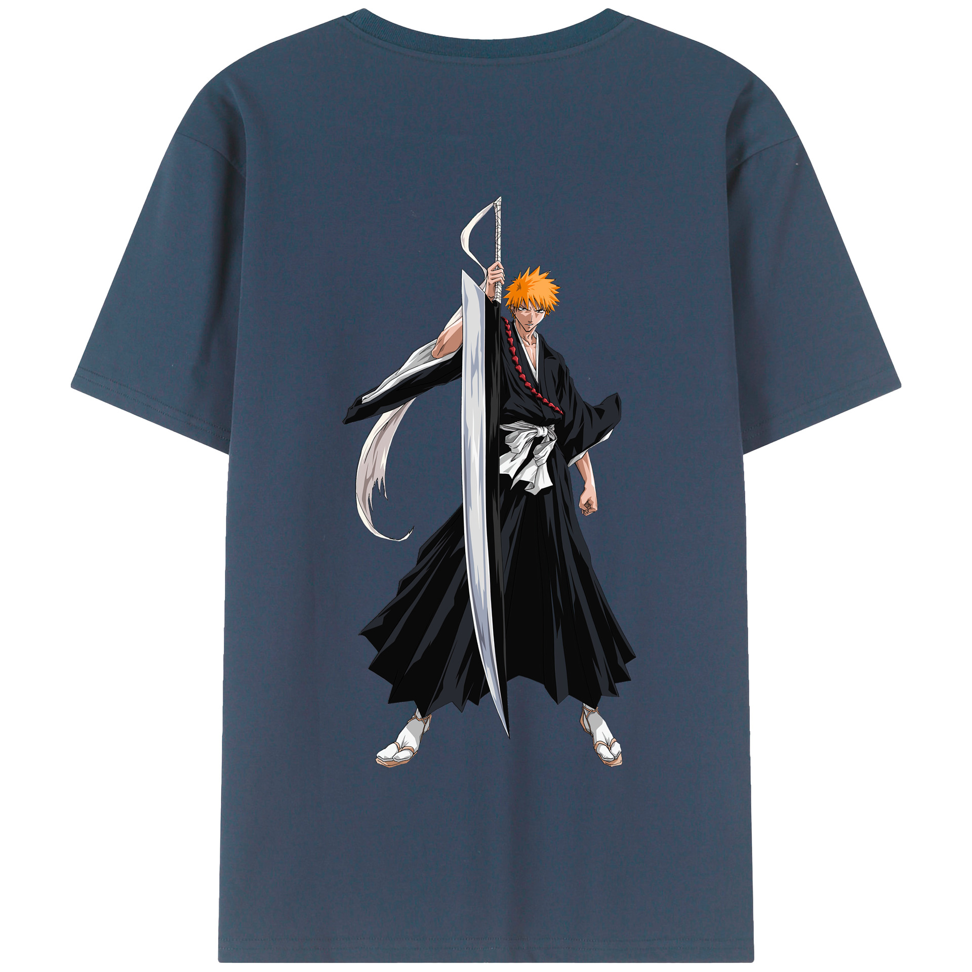 （画像用） ブリーチ 黒崎一護（くろさき いちご）BLEACH Kurosaki Ichigo 綿100％半袖Tシャツ（背面プリント）