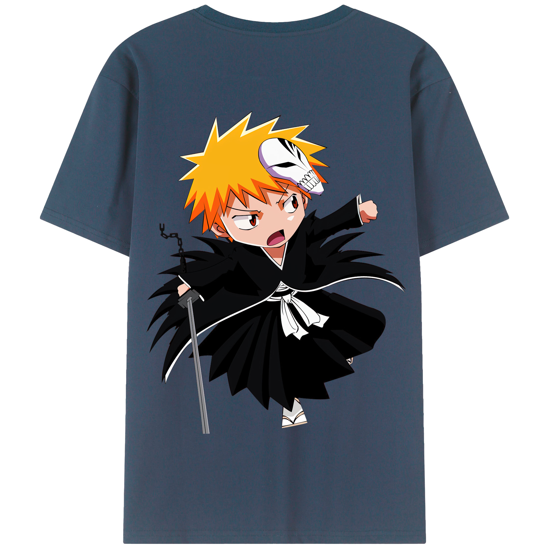 （画像用） ブリーチ 黒崎一護（くろさき いちご）BLEACH Kurosaki Ichigo 綿100％半袖Tシャツ（背面プリント）