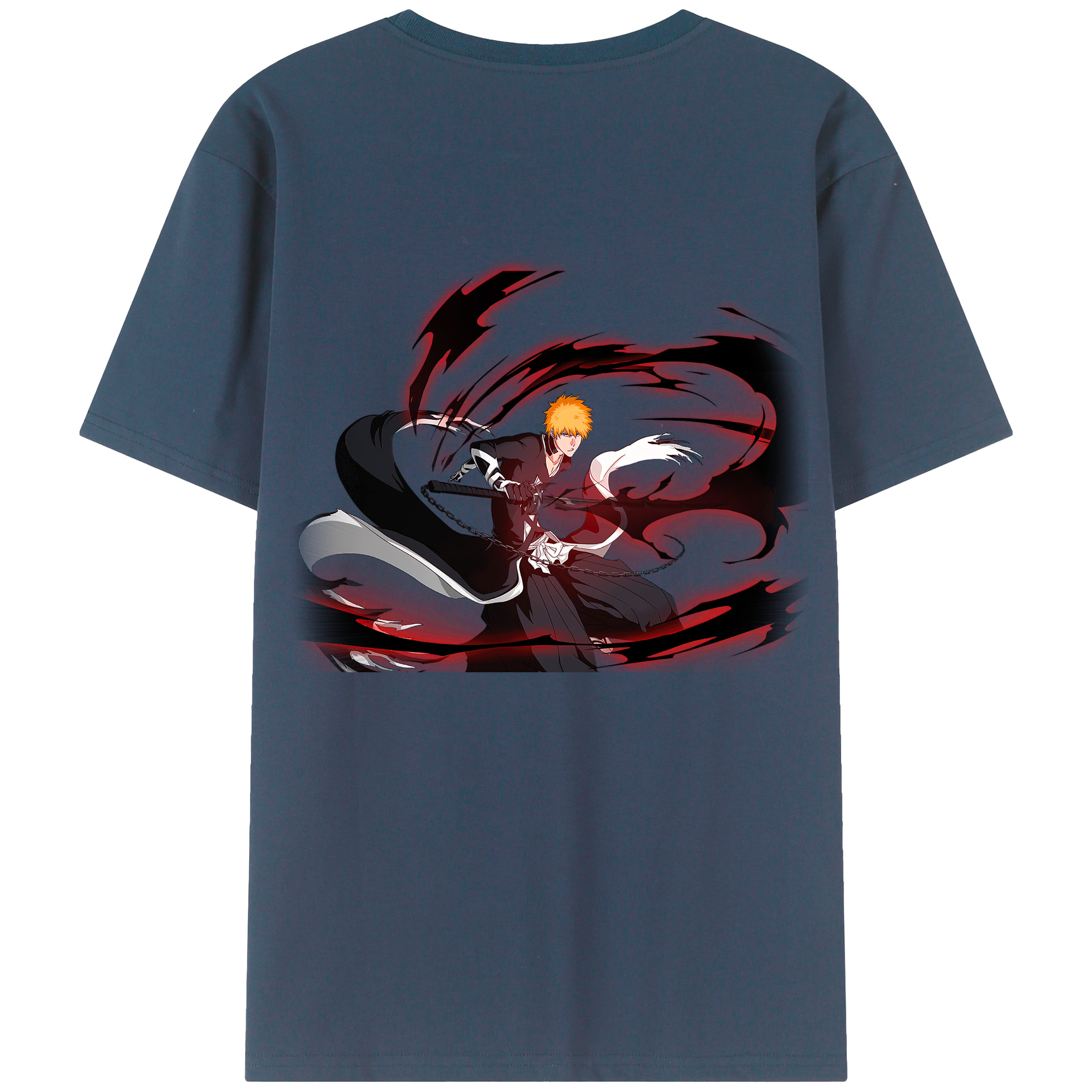 （画像用） ブリーチ 黒崎一護（くろさき いちご）BLEACH Kurosaki Ichigo 綿100％半袖Tシャツ（背面プリント）