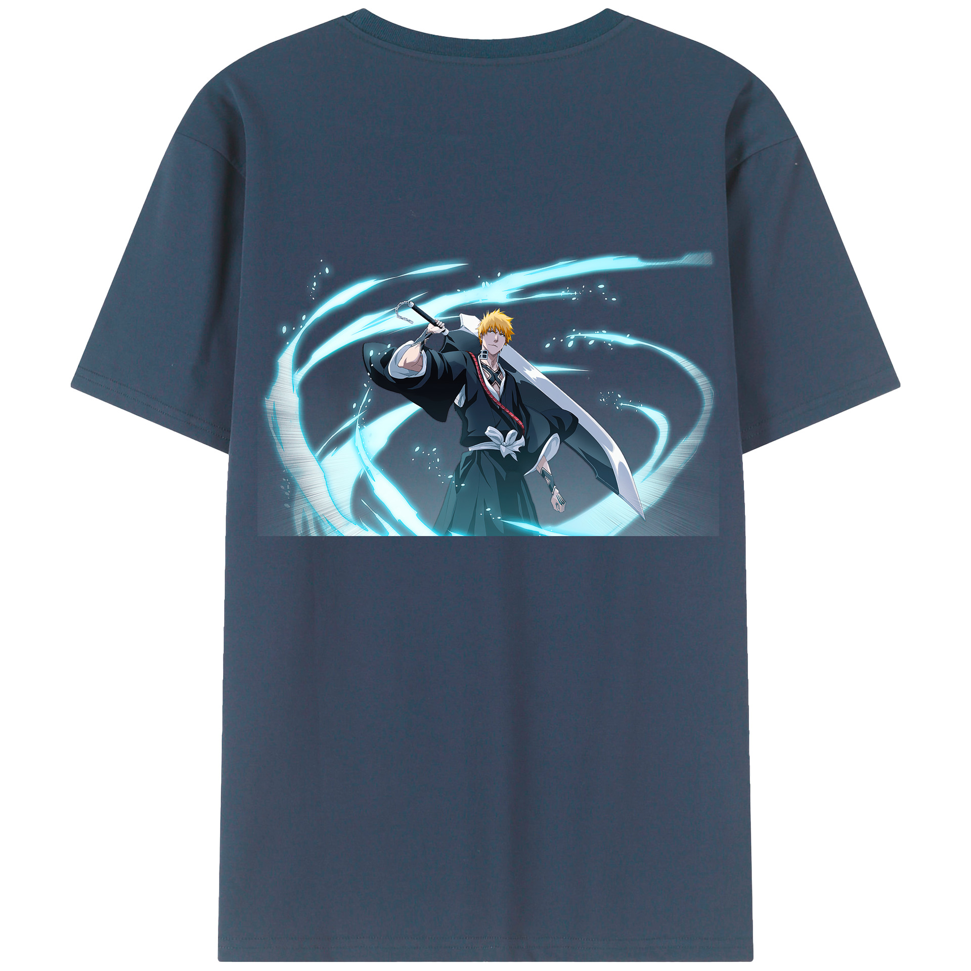 （画像用） ブリーチ 黒崎一護（くろさき いちご）BLEACH Kurosaki Ichigo 綿100％半袖Tシャツ（背面プリント）