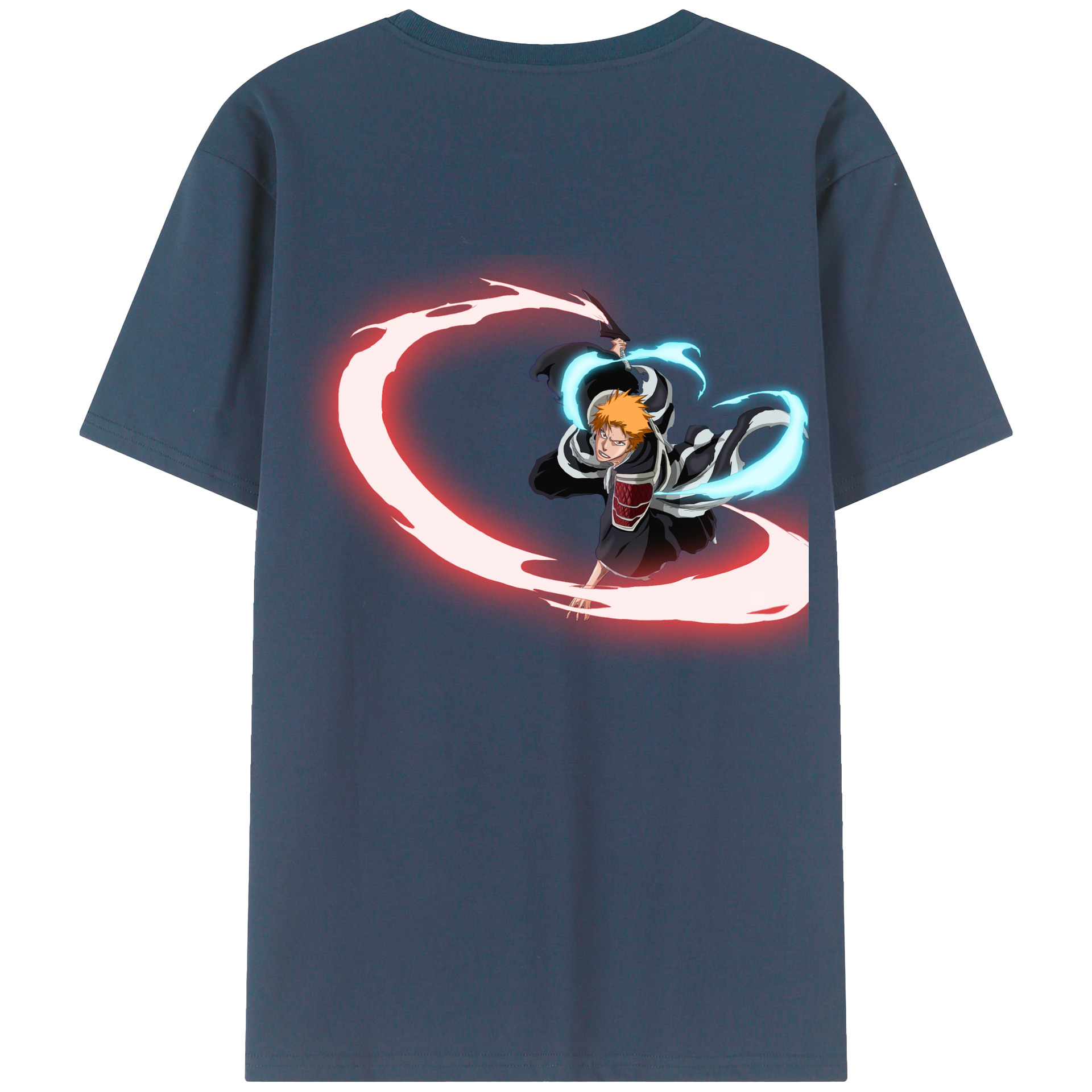 （画像用） ブリーチ 黒崎一護（くろさき いちご）BLEACH Kurosaki Ichigo 綿100％半袖Tシャツ（背面プリント）