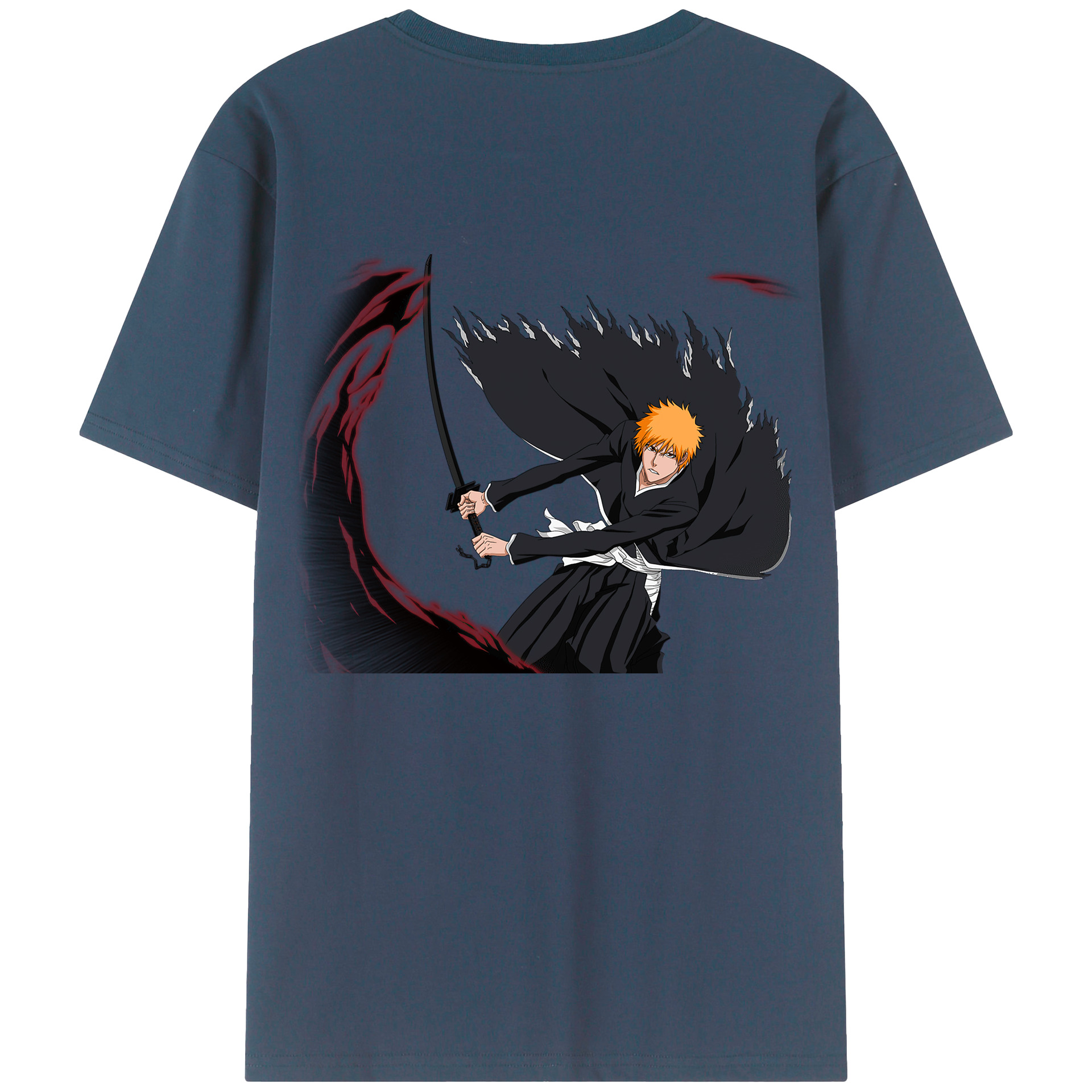 （画像用） ブリーチ 黒崎一護（くろさき いちご）BLEACH Kurosaki Ichigo 綿100％半袖Tシャツ（背面プリント）