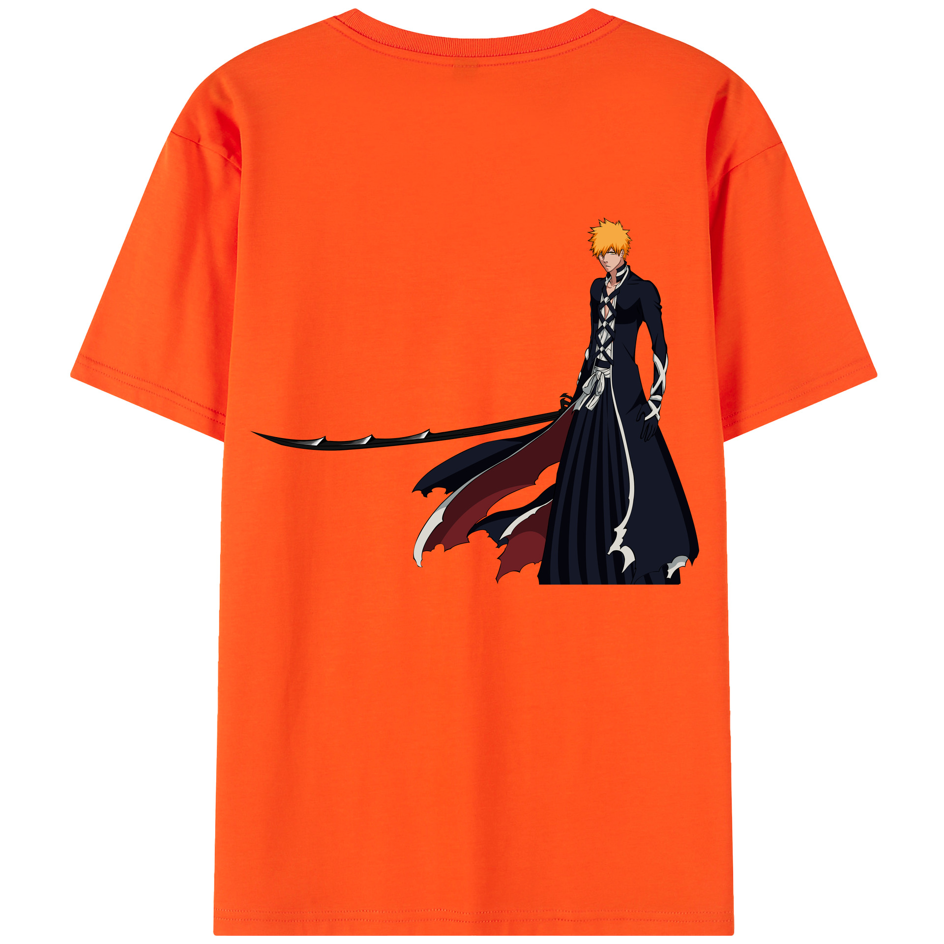（画像用） ブリーチ 黒崎一護（くろさき いちご）BLEACH Kurosaki Ichigo 綿100％半袖Tシャツ（背面プリント）