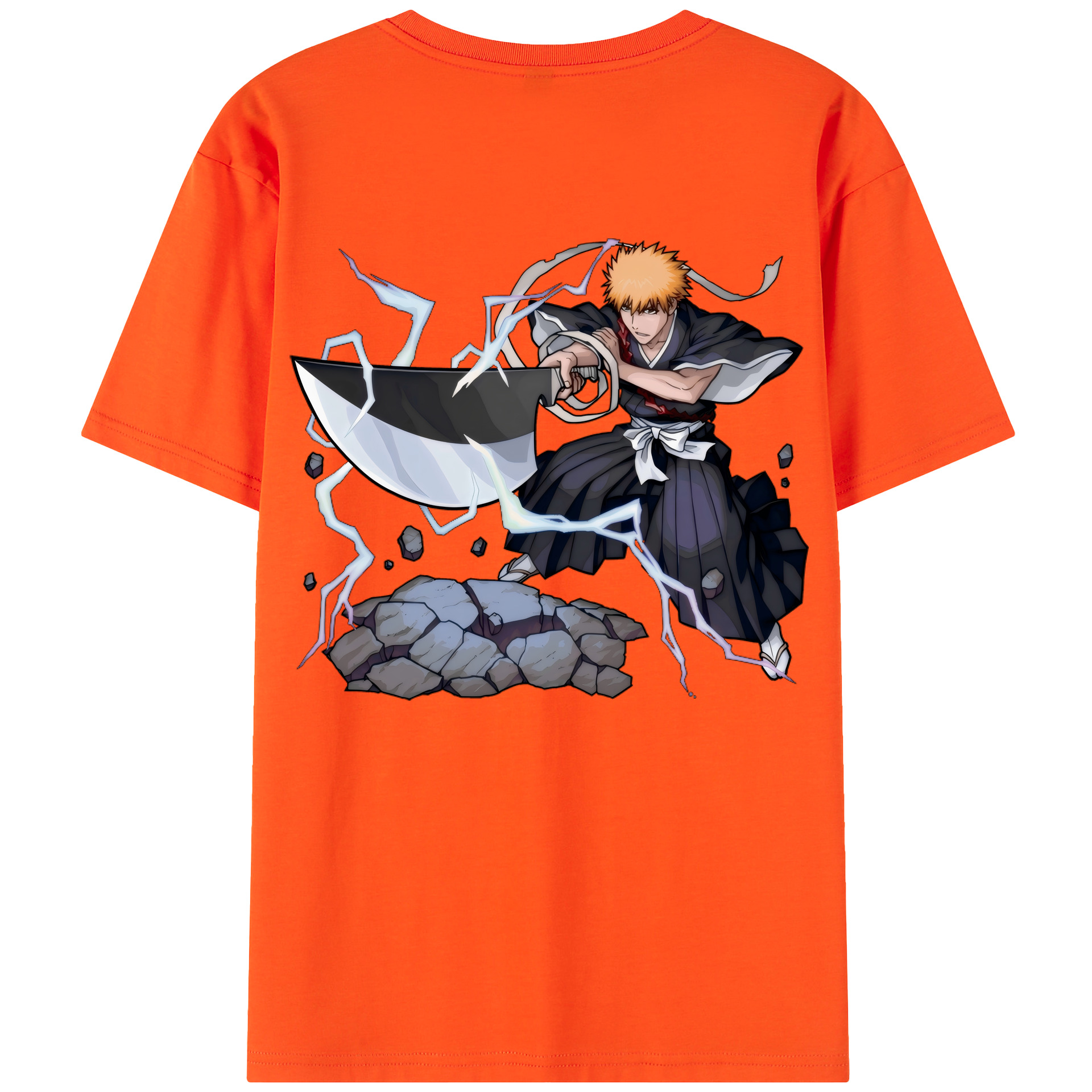 （画像用） ブリーチ 黒崎一護（くろさき いちご）BLEACH Kurosaki Ichigo 綿100％半袖Tシャツ（背面プリント）