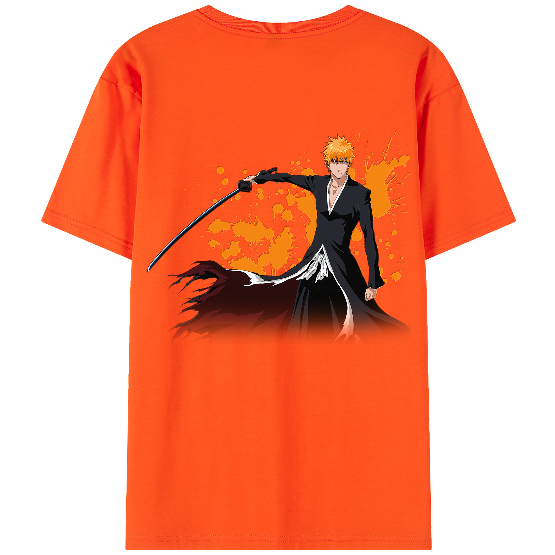 （画像用） ブリーチ 黒崎一護（くろさき いちご）BLEACH Kurosaki Ichigo 綿100％半袖Tシャツ（背面プリント）