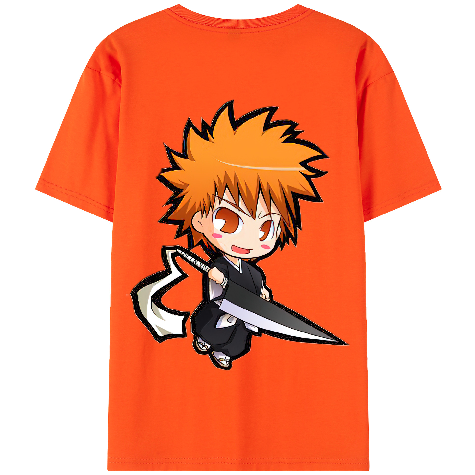 （画像用） ブリーチ 黒崎一護（くろさき いちご）BLEACH Kurosaki Ichigo 綿100％半袖Tシャツ（背面プリント）