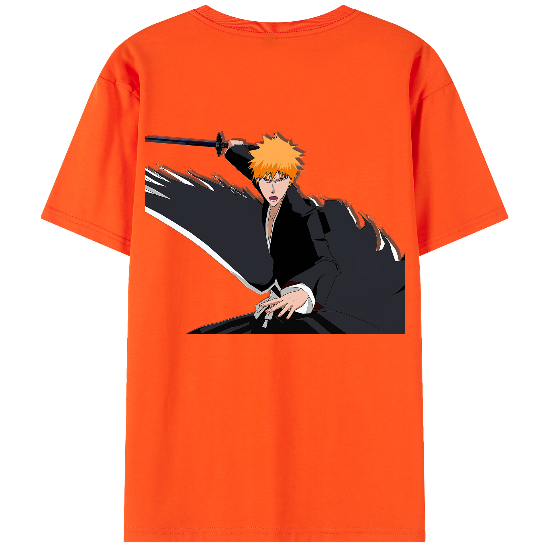 （画像用） ブリーチ 黒崎一護（くろさき いちご）BLEACH Kurosaki Ichigo 綿100％半袖Tシャツ（背面プリント）