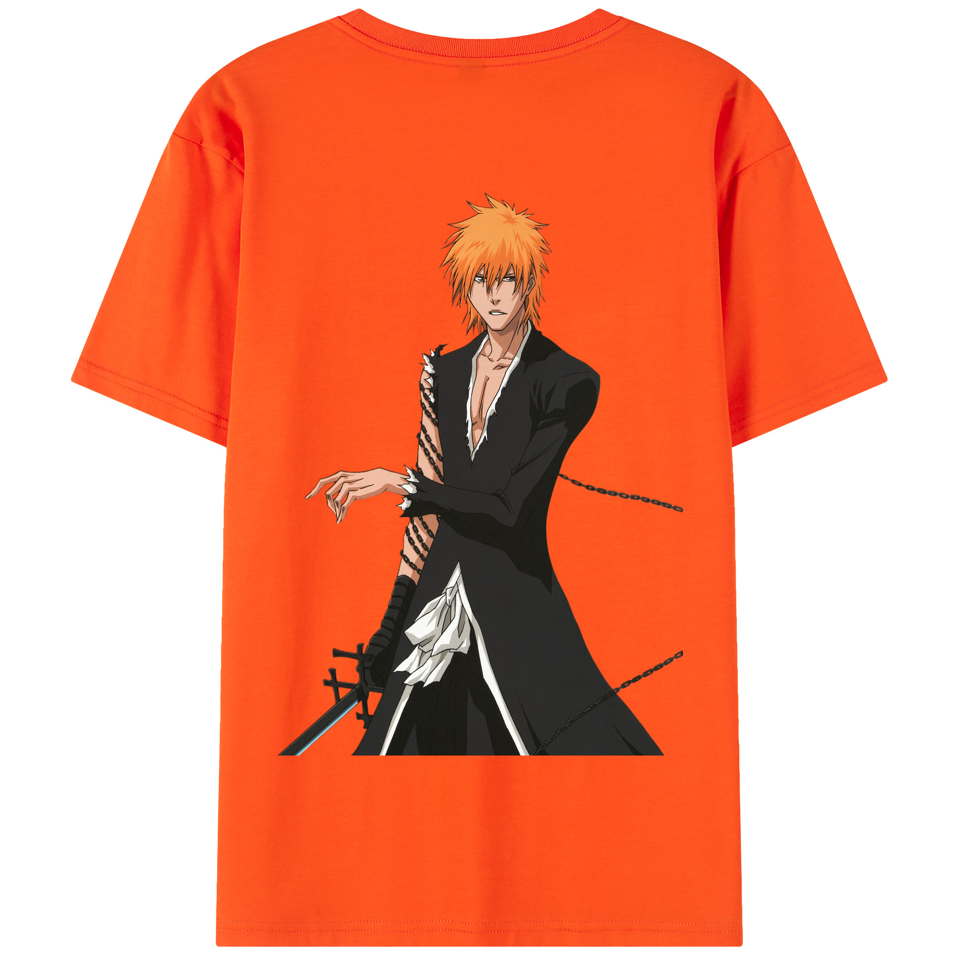 （画像用） ブリーチ 黒崎一護（くろさき いちご）BLEACH Kurosaki Ichigo 綿100％半袖Tシャツ（背面プリント）