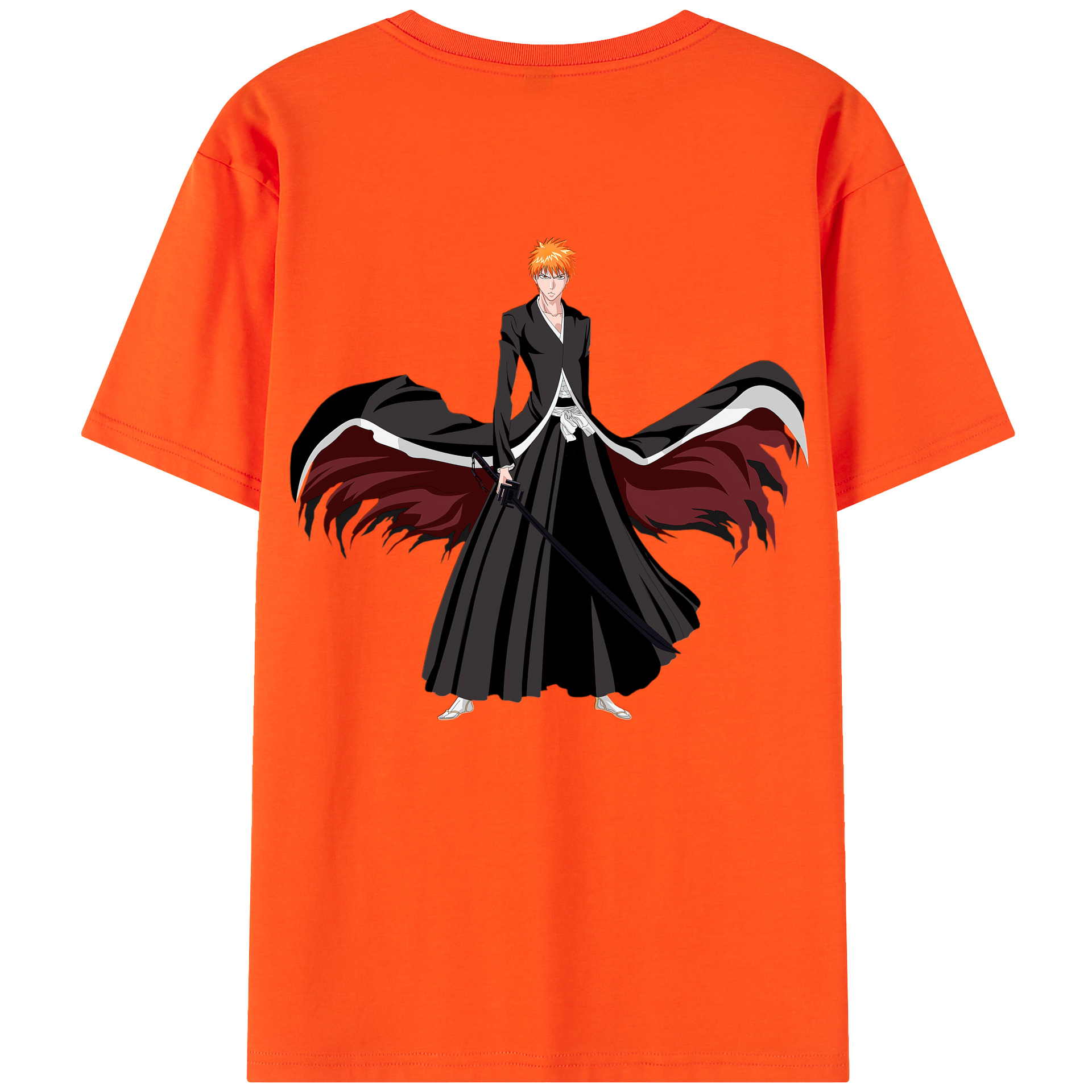 （画像用） ブリーチ 黒崎一護（くろさき いちご）BLEACH Kurosaki Ichigo 綿100％半袖Tシャツ（背面プリント）
