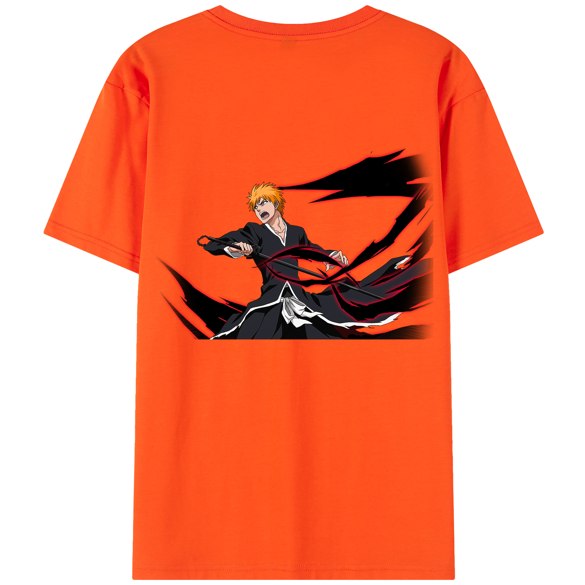 （画像用） ブリーチ 黒崎一護（くろさき いちご）BLEACH Kurosaki Ichigo 綿100％半袖Tシャツ（背面プリント）